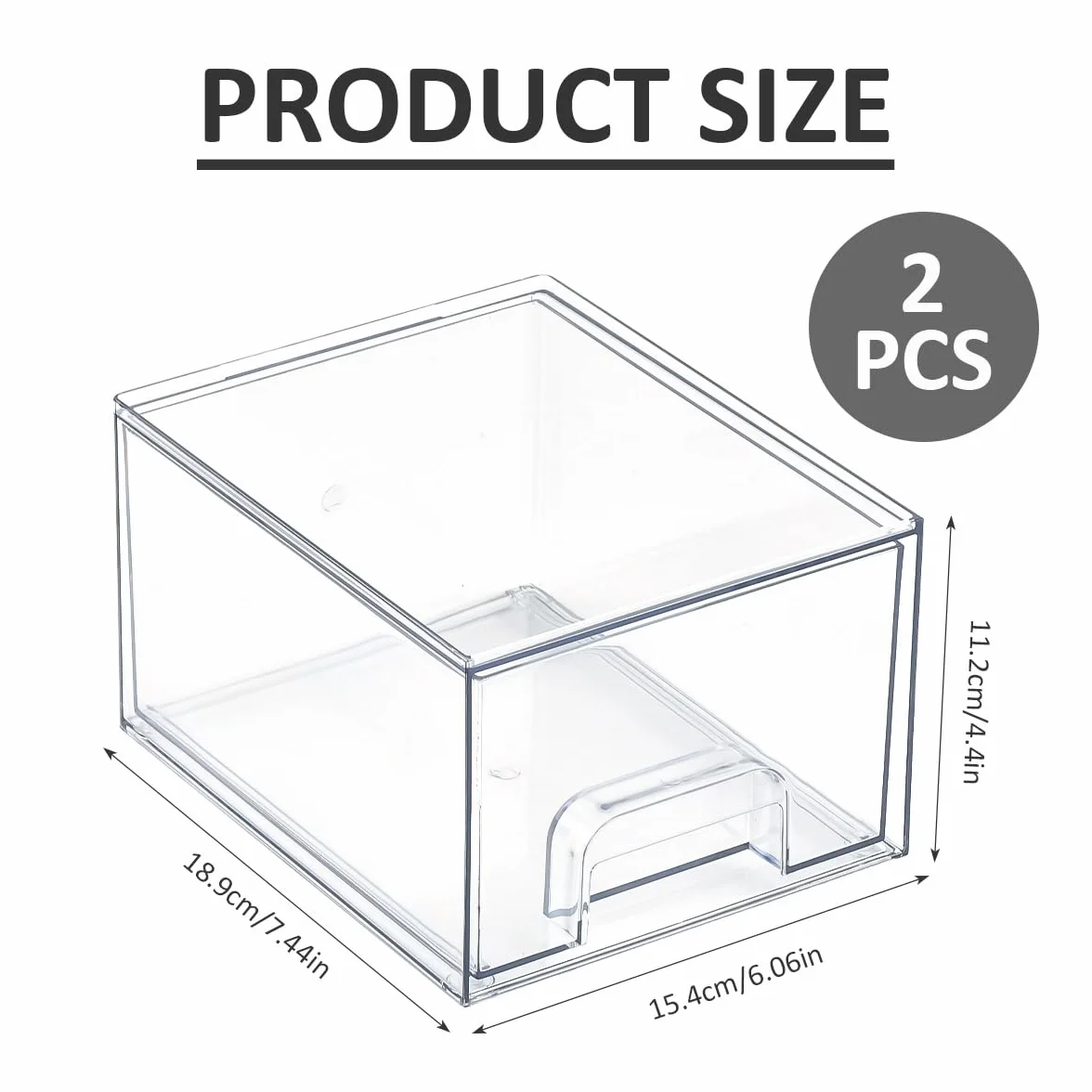 2 Cajones Almacenaje Plastico Apilables Transparentes Organizador Maquillaje Cajonera Tocador Baño Armario