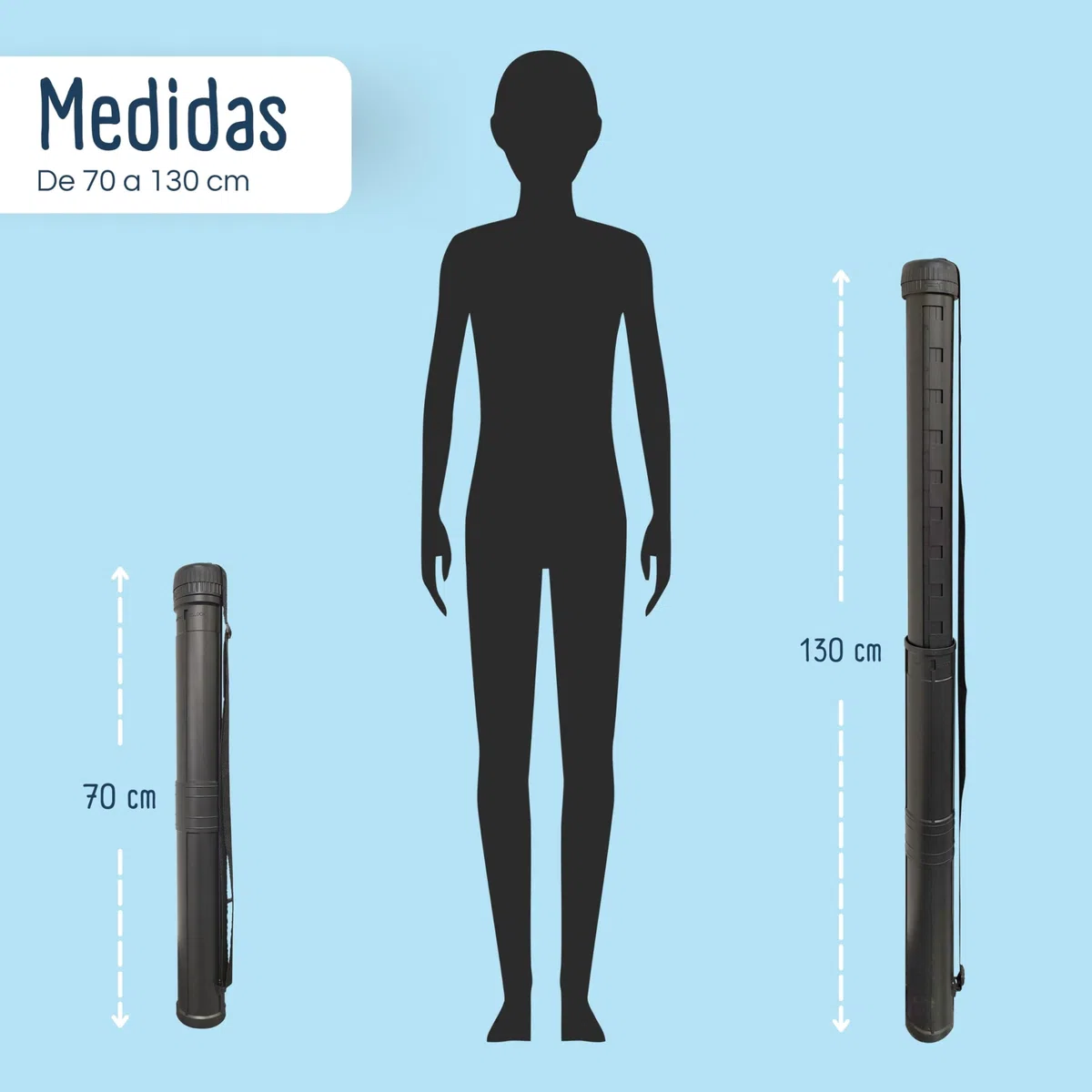 RAYLU PAPER - Tubo Portaplanos, Tubo de Plástico Extensible para Guardar Planos, Lienzos y Posters, Tubo Portadocumentos con Correa para Artistas, Trabajo y Universidad (70 a 130 cm)