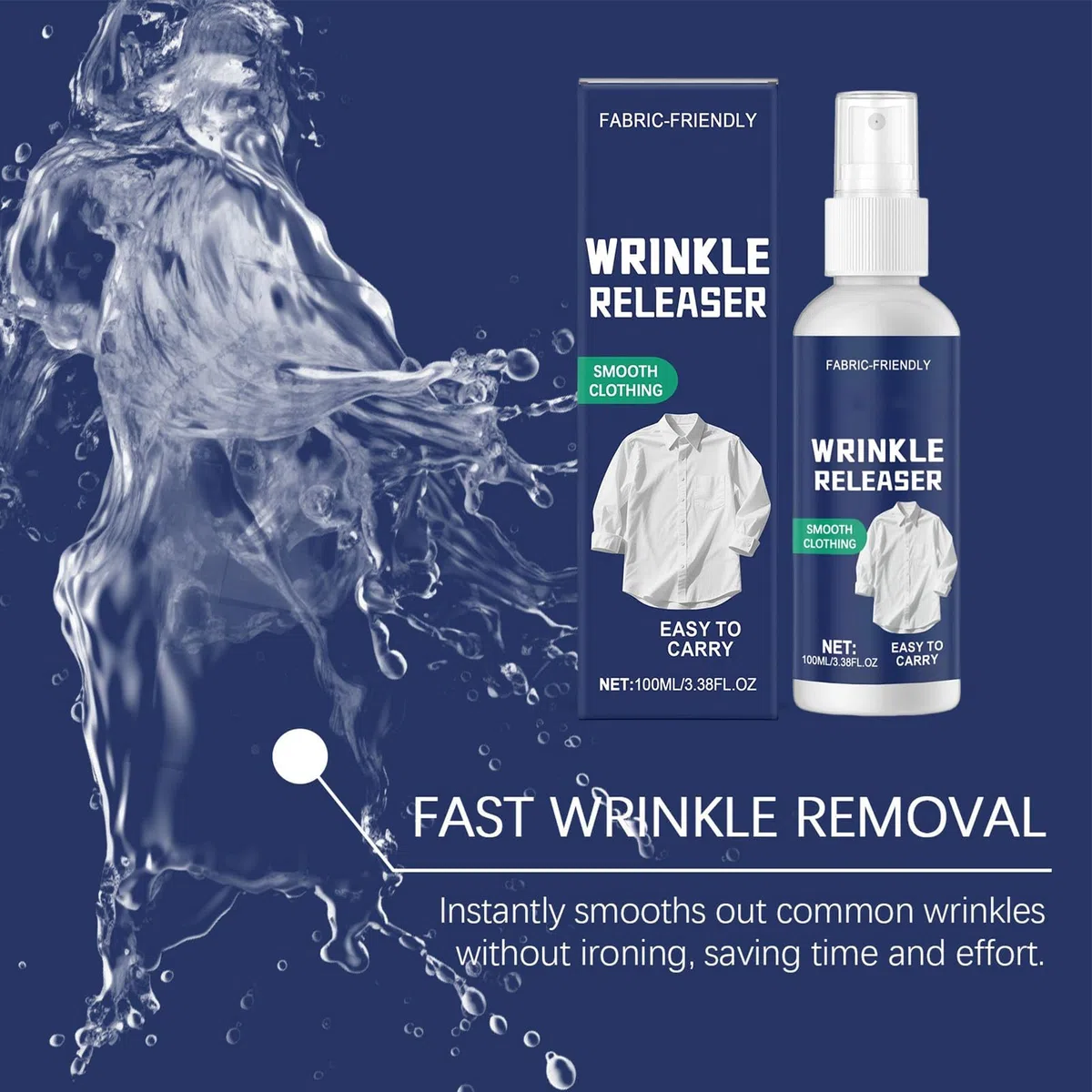 Spray para Planchar Ropa - Spray Refrescante para Ropa 100ml - Eliminador De Olores con Fragancia Ligera Ayuda para Planchado para Viajes Hogar Playas Vacaciones
