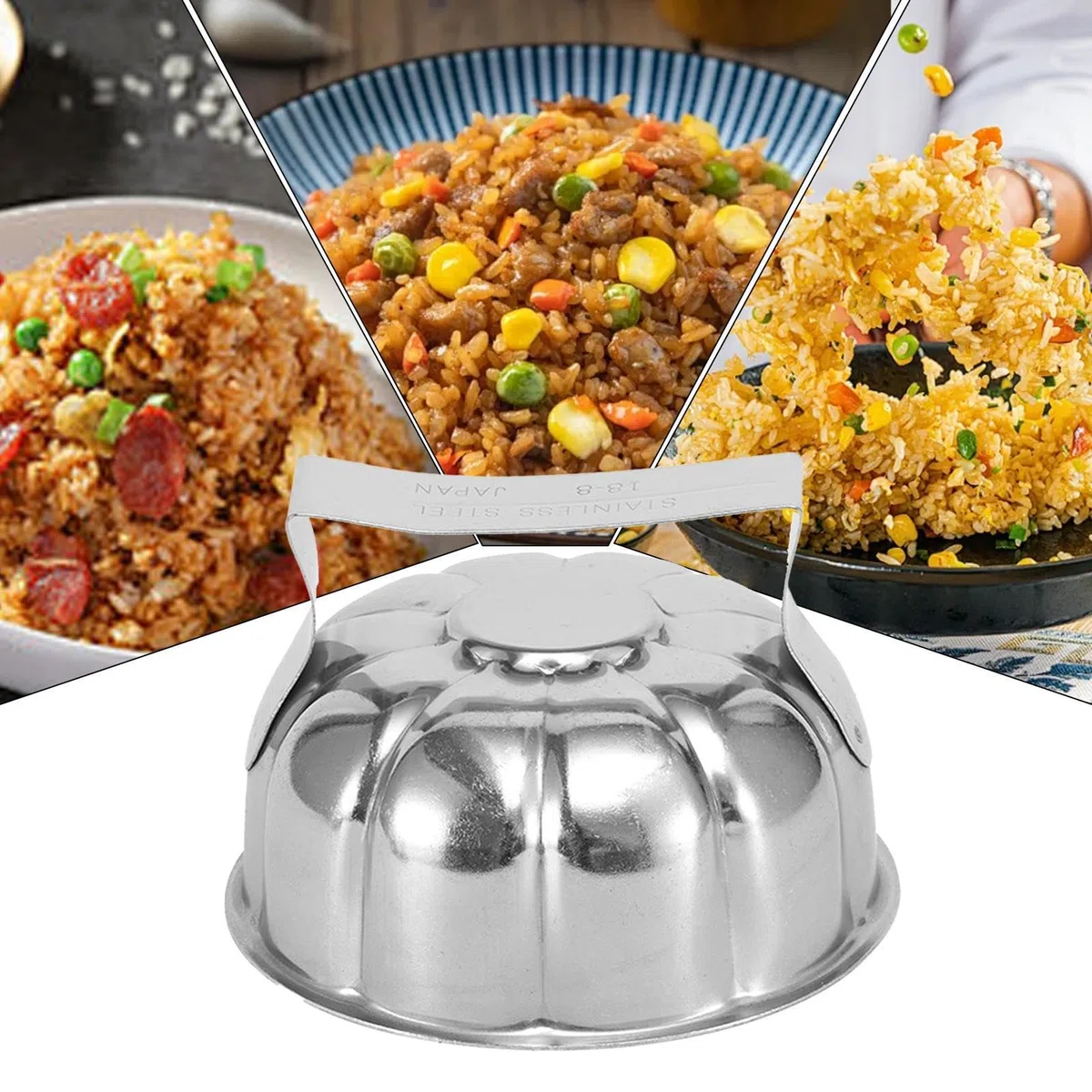 Molde de arroz reutilizable, molde de arroz, utensilios de cocina para moldear arroz frito de acero inoxidable, moldes reutilizables de cocina de Halloween, utensilios de cocina prácticos para