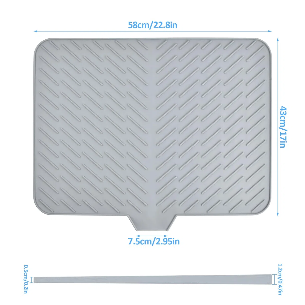 Dokeno Alfombrilla Escurreplatos de Silicona, Grande Alfombrilla Escurreplatos, Bandeja Escurreplatos, con Salida de Drenaje, Plegable, Alfombra Escurreplatos para Cocina Universal(58 x 43 CM)