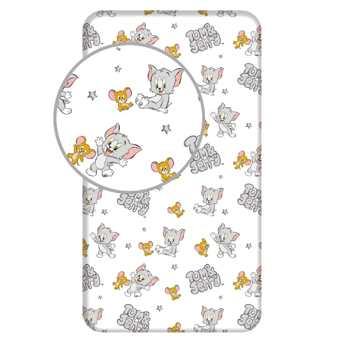 Jerry Fabrics F - Sábana bajera - Tom&Jerry - Blanco - 1 pieza - Niño - 1 persona - Esquinas elásticas - 90 x 200 cm - 100% algodón
