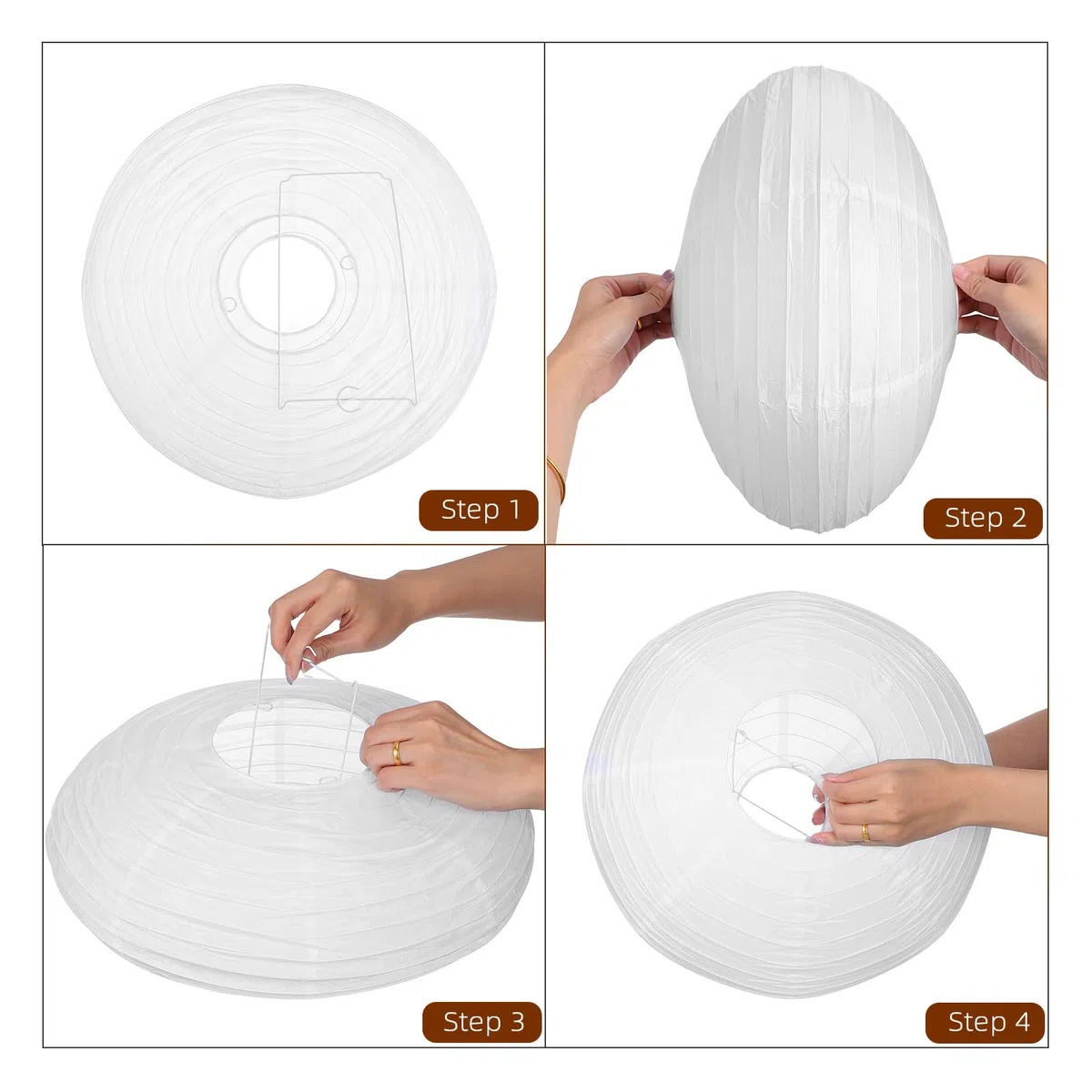 Farolillos de Papel Ovalados Blancos, 40 CM, Faroles Colgantes Plegables para Cumpleaños y Reuniones Familiares