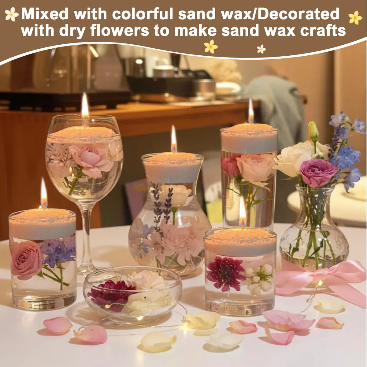 Kesote Cera para velas, 500 g, con 20 velas con mecha para hacer tú mismo, juego de velas para verter arena decorativa y cera de parafina blanca