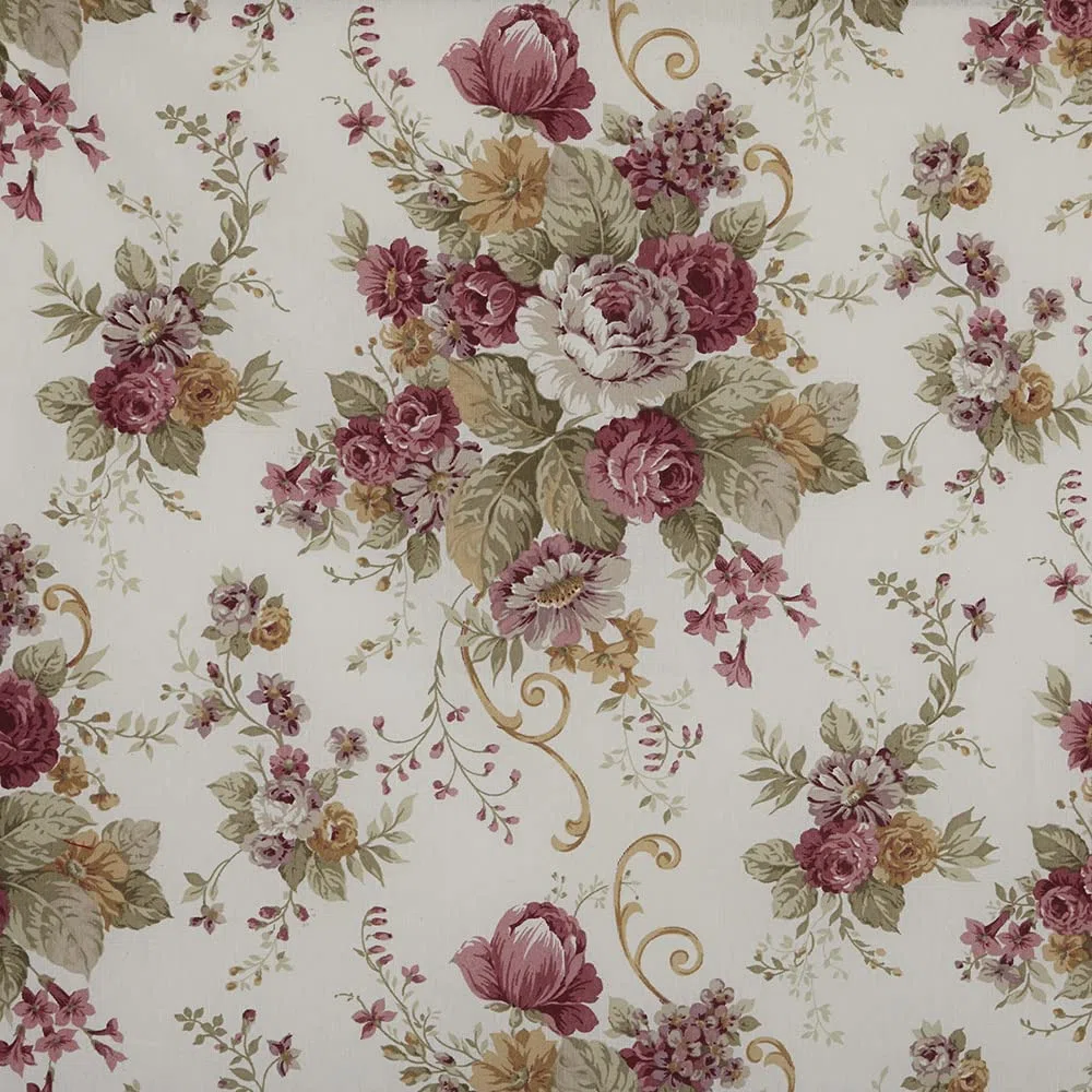 Kt KILOtela - Tela Loneta Estampada, Decoración, Tapizar, Cojines, Cortinas, Colchas, Bolsos, Manteles, 100 cm Largo x 280 cm Ancho, Botánico, Flores, Rosa - 1 Metro