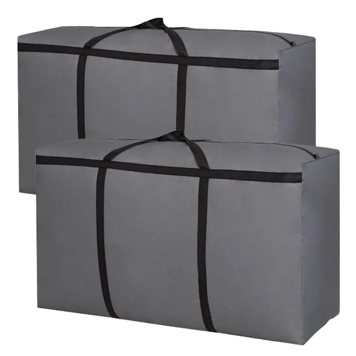 2 bolsas de almacenamiento extragrandes de 150 l, Oxford 600D, resistentes al agua, con asa de cremallera, para ropa, mantas y almohadas (gris)