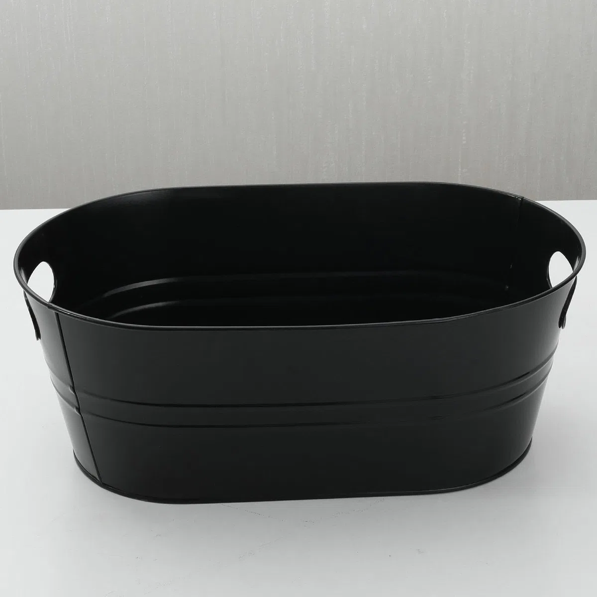 Cubo Ovalado de Hielo, Enfriador de Bebidas Clásico, Contenedor Galvanizado para, Negro, Individual