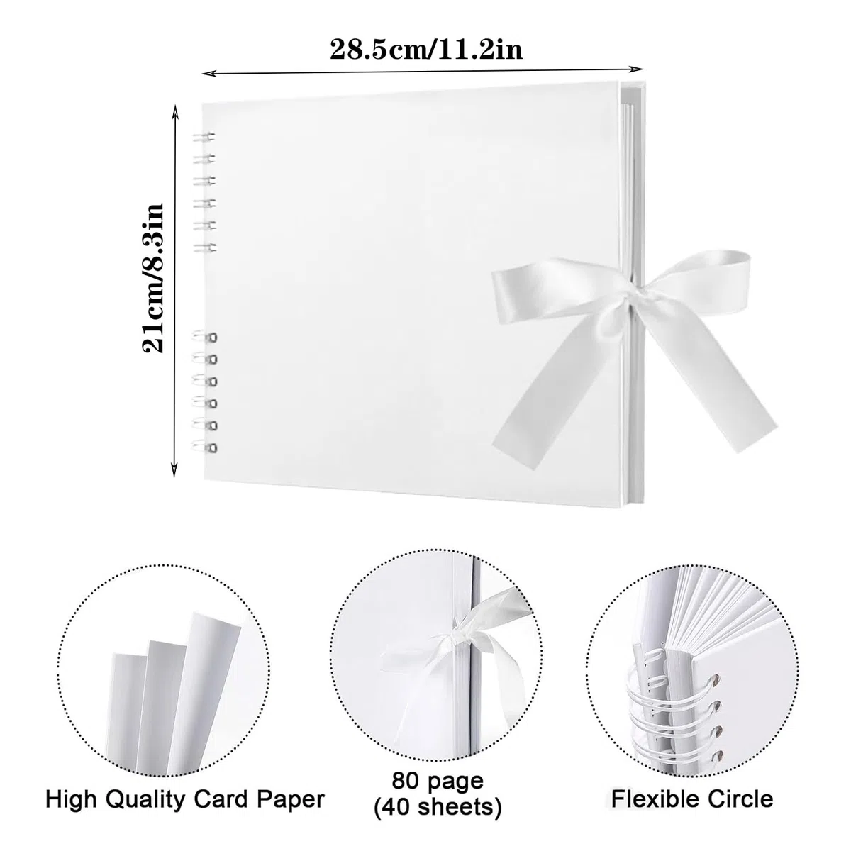 Álbum de fotos DIY, álbum de recortes blanco de 80 páginas, adecuado para insertar, equipado con pegatinas y otros accesorios, se puede utilizar como regalo conmemorativo, regalo de San
