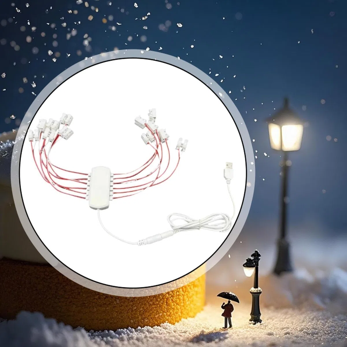 Fuente de Alimentación para Mini Lámparas Cableado Modelo Distribuidor Led USB Material PP Adecuado para Modelos Constructivos, Dioramas, 12 Puertos