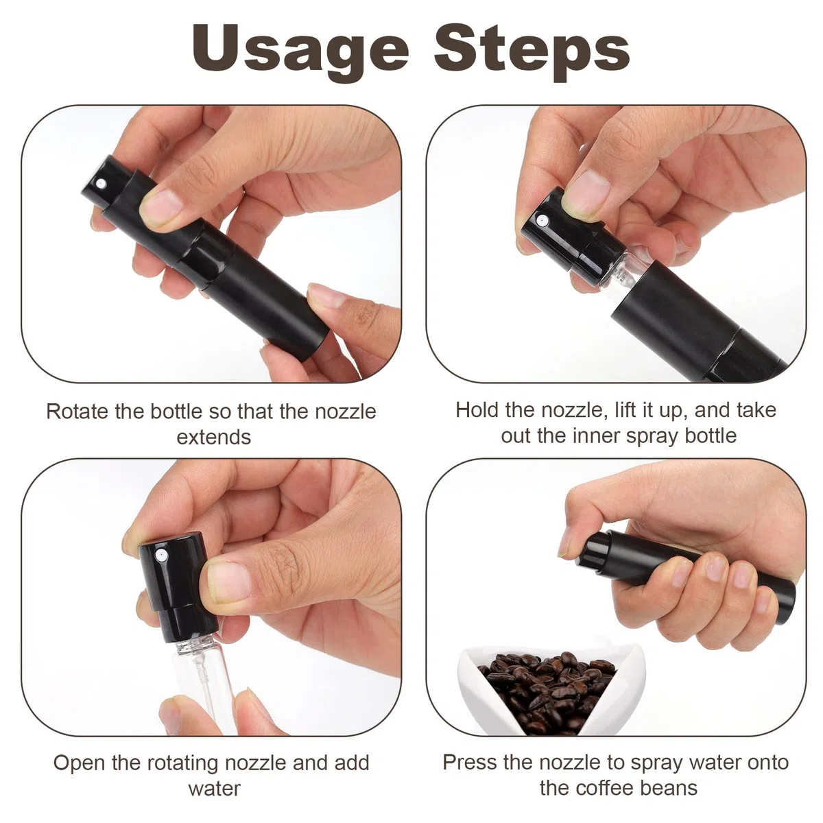 2uds Tazas Dosificadoras de Café con Botella Pulverizadora, Bandeja Dosificadora Granos Café de Cerámica y Rociador para Té Kit Accesorios para Recipiente Espresso Regalo para Amantes Café