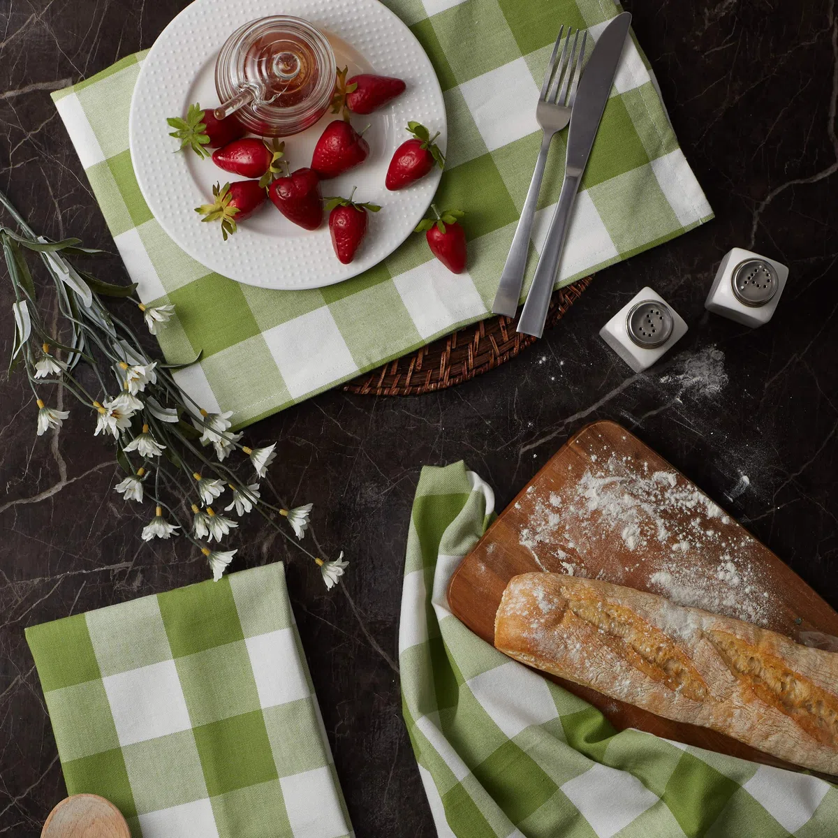DII Classic Farmhouse Kitchen Collection, algodón, Verde Antiguo, Juego de Toallas de Cocina