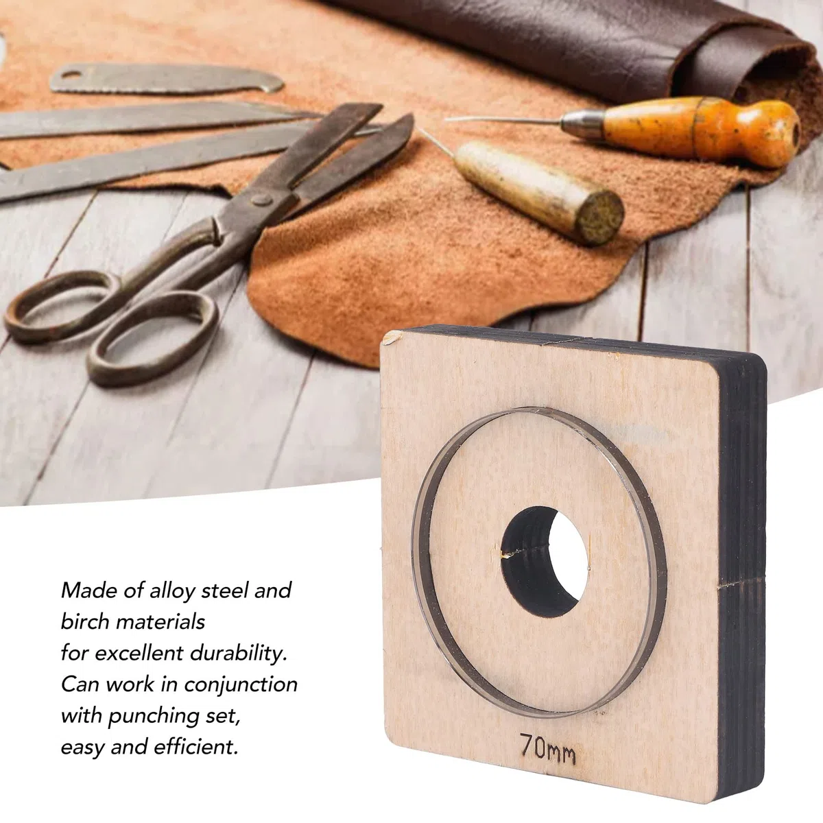 Tissting Troqueles De Corte Circular De 70mm - Herramienta De Estampado Para Cuero, Cartón, Caucho Y Más, Ideal Para Manualidades Y Decoraciones De Bricolaje