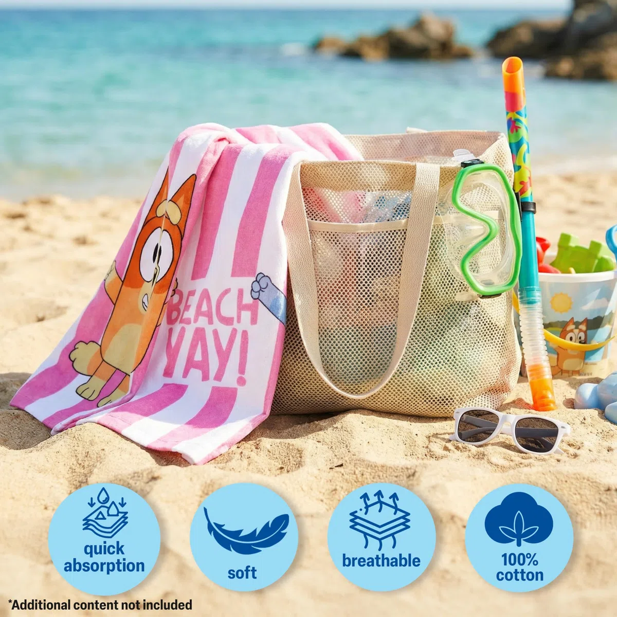 Get Trend Bluey Poncho Toalla Niña con Capucha 2-6 Años, 100% Algodón Toalla de Baño Infantil, Piscina Playa Poncho de Natación con Capucha, Idea de Regalo para Niña (Multi Bluey)