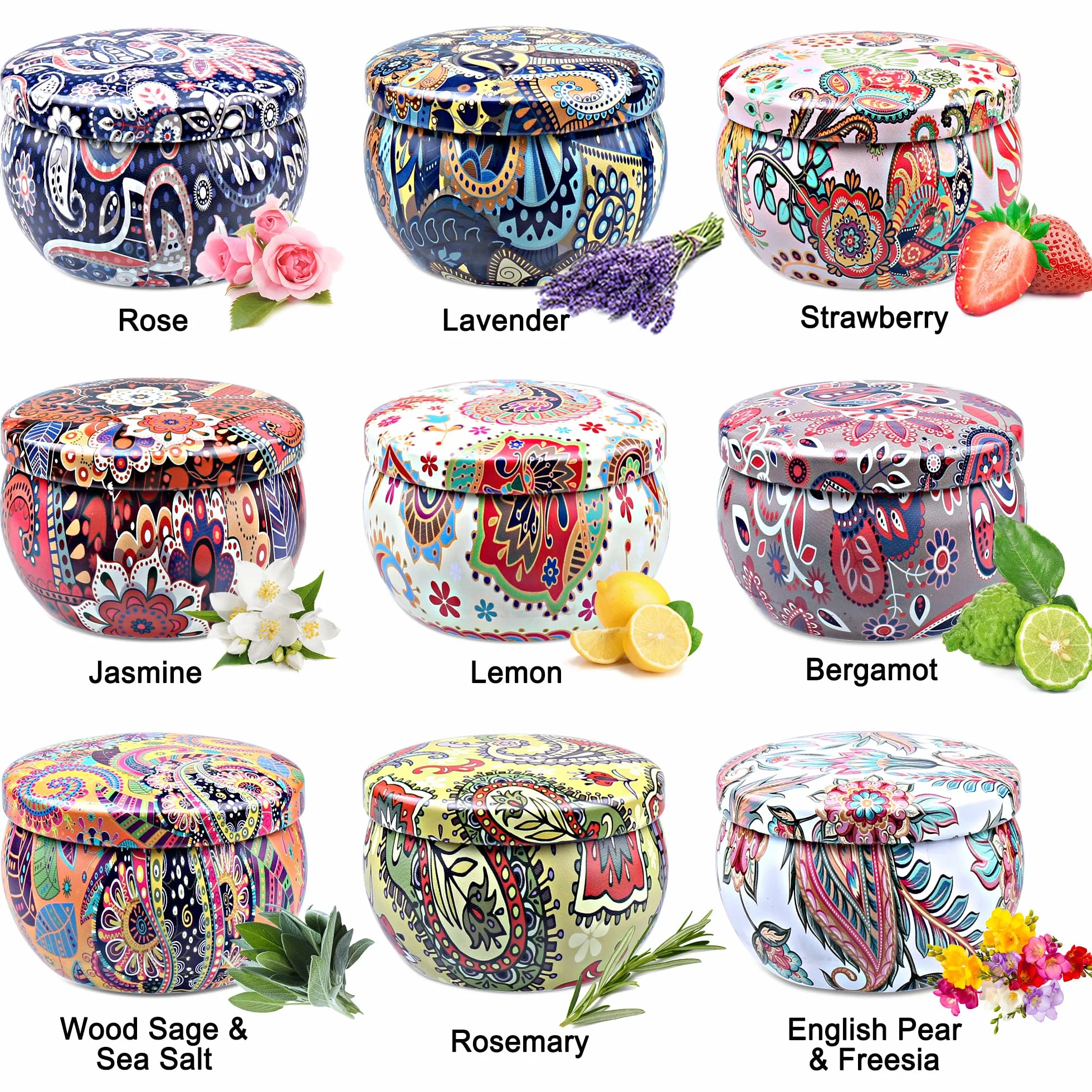Velas Perfumadas Juego de 9 Piezas - Regalo de Velas Aromaticas Natural Cera de Soja Aromaterapia Decoración con Tarjeta de Felicitación para Aliviar el Estrés, Navidad, Día de San Valentín y Madre
