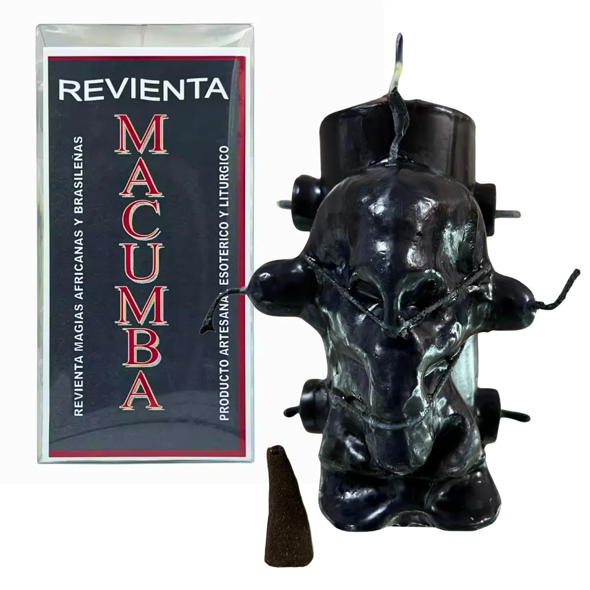 Ritual Revienta Macumba para Tumbar Trabajos | Poderoso Velón de 8 Mechas para Romper Maleficios, Mal de Ojo, Maldiciones, Magia Negra, Macumbas y Vudú | con Cono de Incienso e Instrucciones.