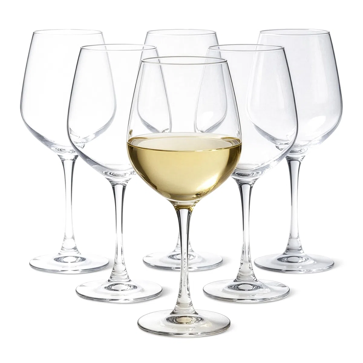 Amazon Basics Copas de Vino Blanco con Tallo, Juego de 6 Piezas, 341ml, Aptas para Lavavajillas