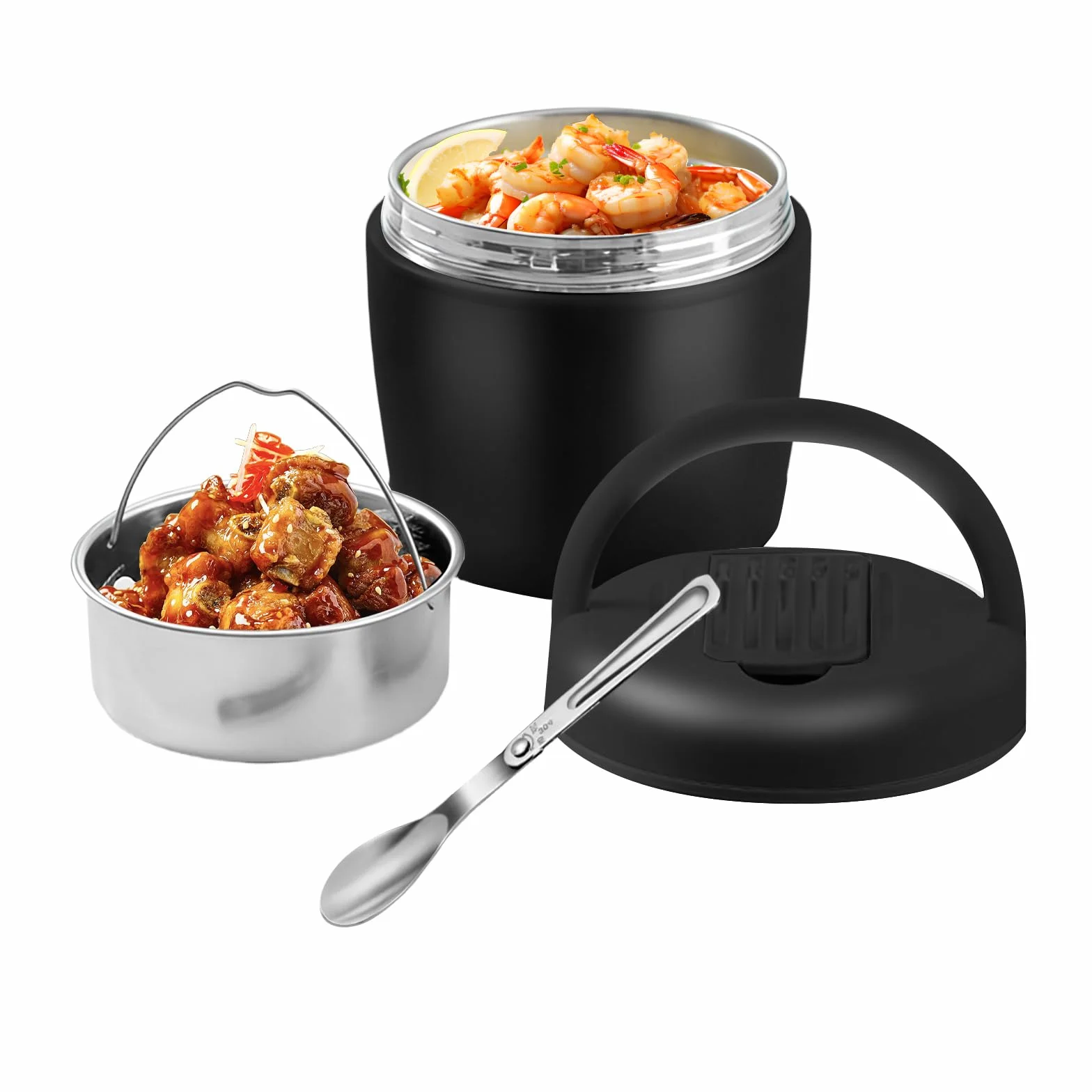 Fiambrera Térmica, para Sopas, Gachas, Almuerzos, Ideal para Adultos y Niños, Termo Comida Caliente 1200ml, Recipiente Térmico de Acero Inoxidable con Cuchara Plegable