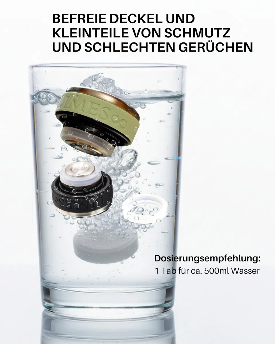 Potentes pastillas de limpieza para botellas de agua, fórmula 60% más fuerte, 40 pastillas biodegradables, fabricadas en Alemania, para acero inoxidable, vidrio, plástico, limpieza higiénica y