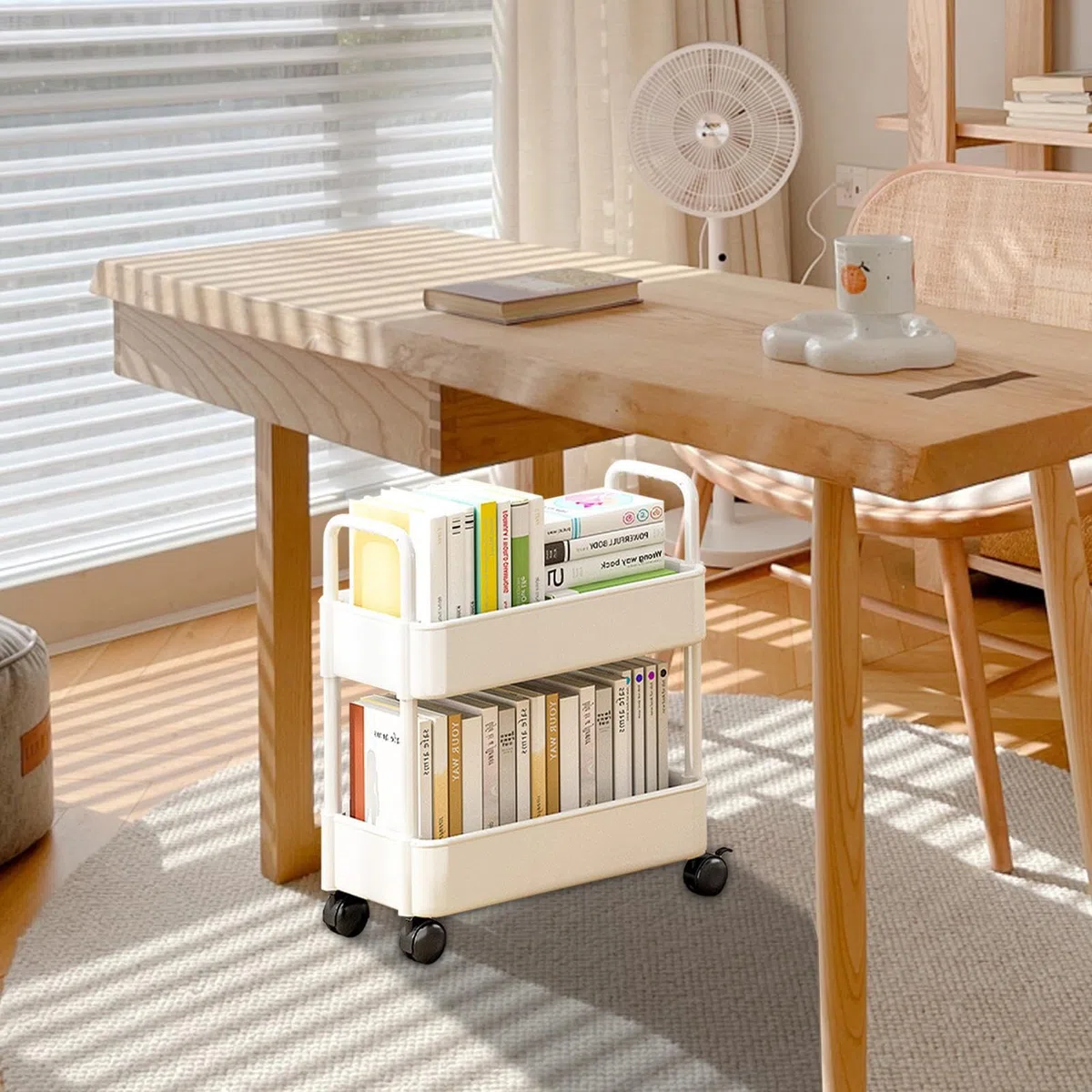 SENZZ estantería móvil, estantería Almacenamiento para Libros, estanterías con Ruedas, Organizador Carrito Libros móvil Multifuncional para Dormitorio, Sala Estar, hogar, Escuela, niños