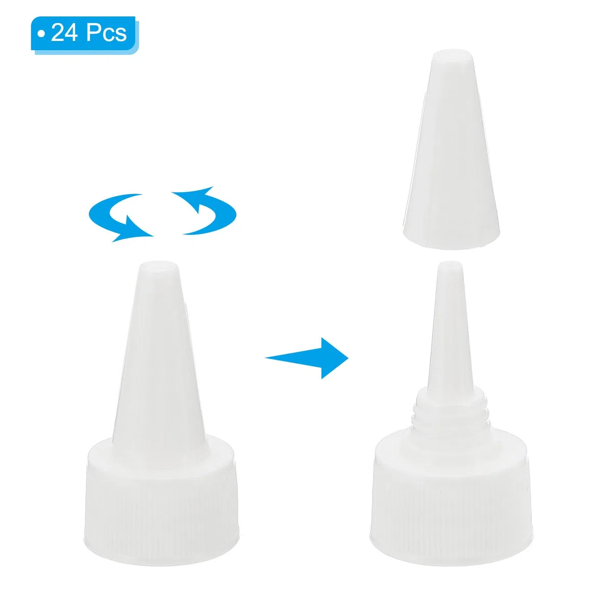 PATIKIL Girar Botella Tapas, 24 Uds 24/410 Estrujar Botella Tapa Reemplazo Tapas para Clavijaamento Dispensador Botellas Dispensador Tapas Pintura Botellas, Blanco