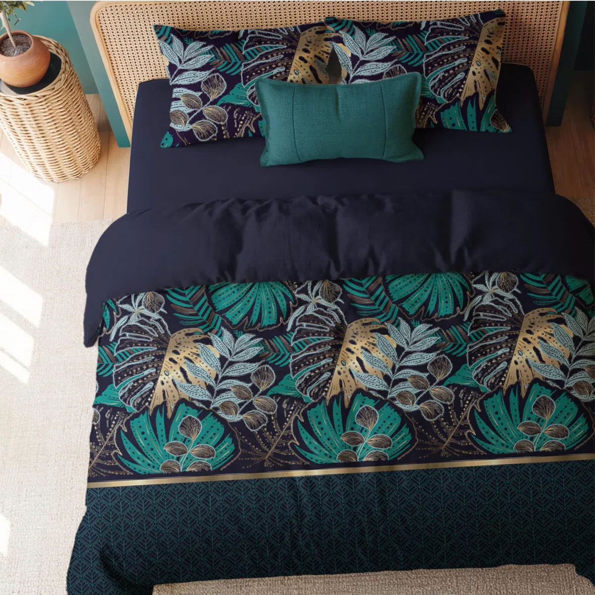 Dreamzie Funda Nordica Cama 90 – Funda Nordica 135x200cm, Funda de Almohada 80x80cm – Microfibra 100% – Certificado Oeko Tex – Estampado Jungla