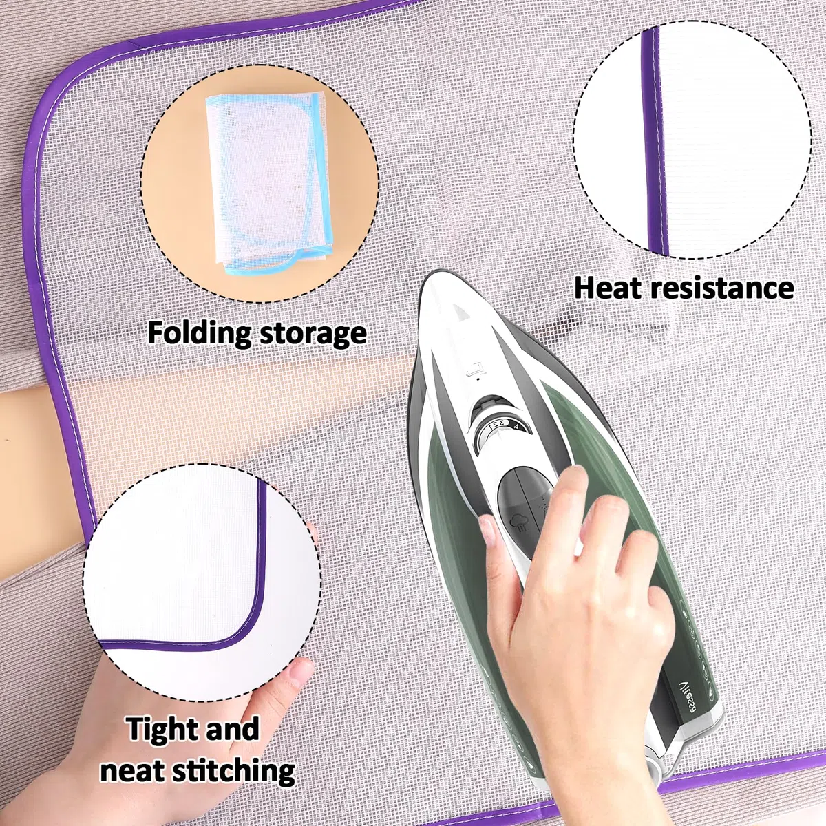 Paquete de 2 paños de malla para planchar protectores, protector de planchado que ahorra quemaduras, paño de planchado para proteger la ropa, almohadilla de planchado para coser y planchar herramienta