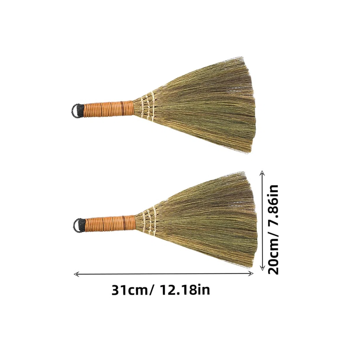 FUOYLOO 2 Escobas de Mano Hogar, Madera Natural, Diseño Liviano, Duraderas y Prácticas, Herramientas de Limpieza Pequeñas Ideales para Interiores