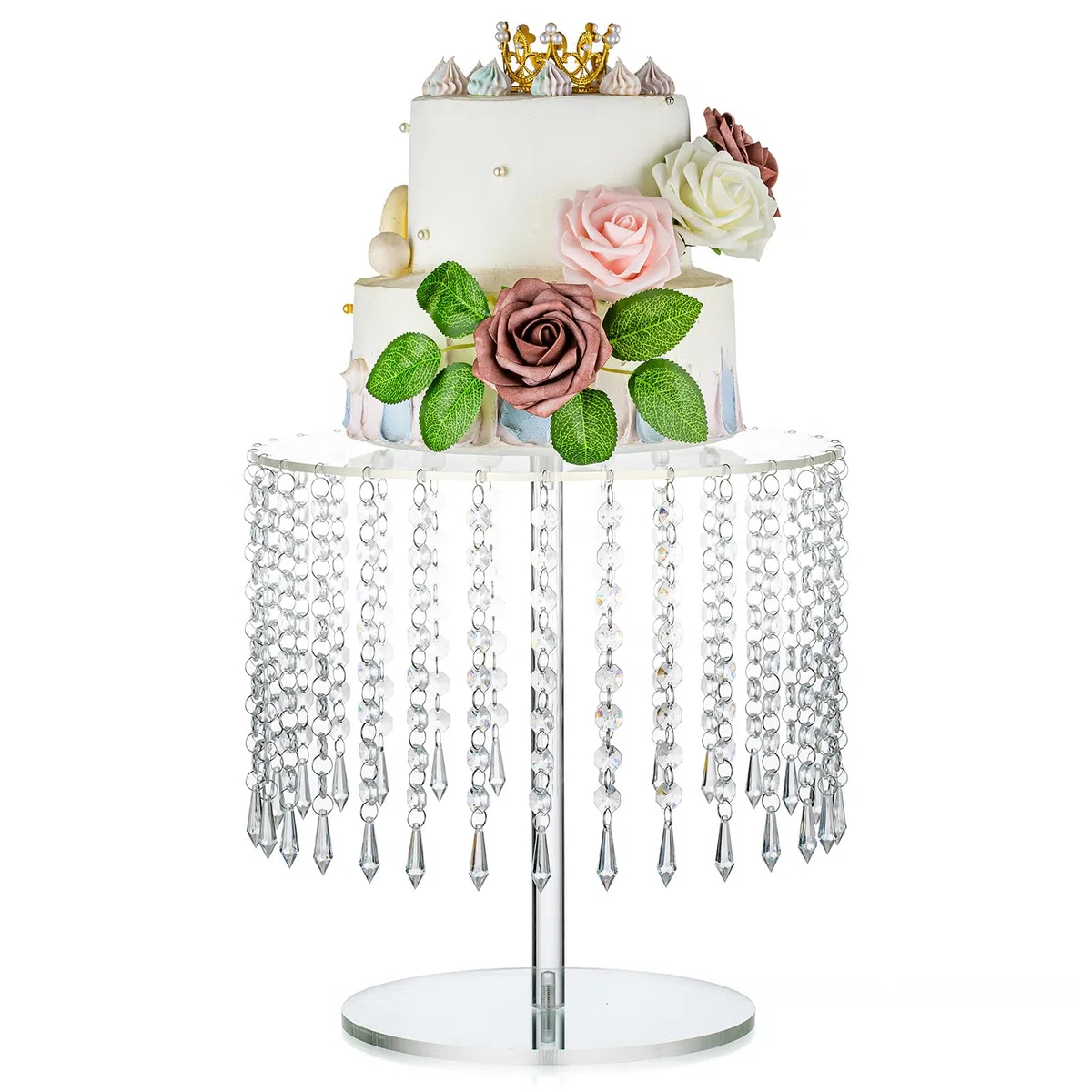 Nuptio Soporte de Acrílico Torta Redondo: Soportes para Magdalenas 31cm Diámetro Claro Postre Té Tarde Pantalla Taza Pasteles Plato Servir con Araña Cristal para Bodas Fiesta Decoraciones