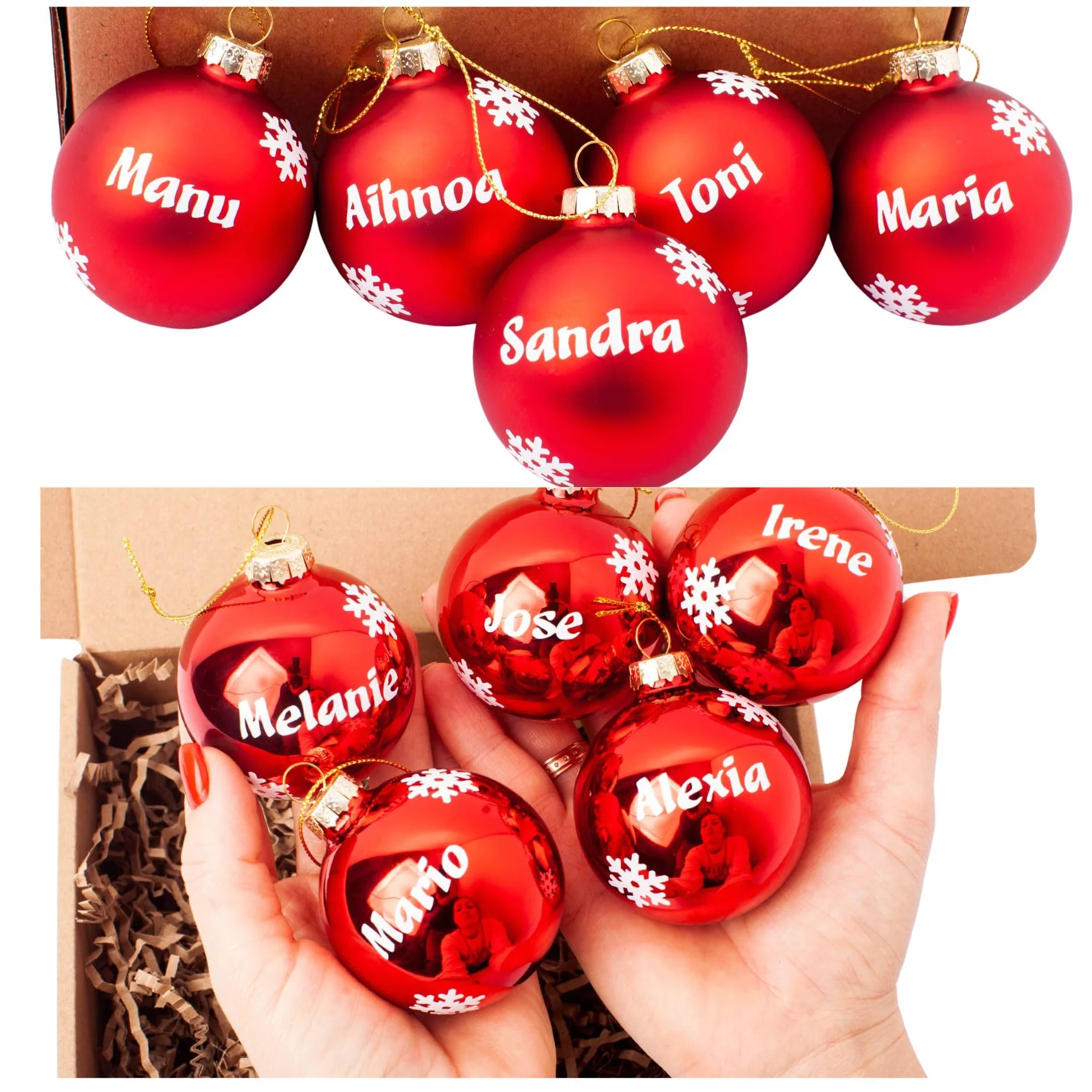 Olesea Bolas de Navidad Personalizadas Glossy– Adornos para Árbol | Decoración Navideña Elegante | con Nombre | Natal Decoração – Natal | Navidad Empresas