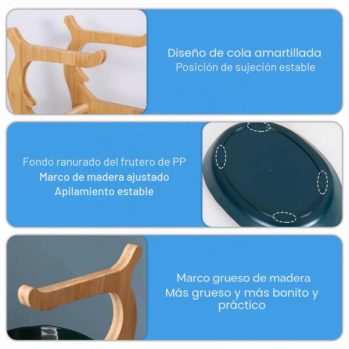 Cesta de frutas de 2 niveles, estante para verduras, cesta de pan, estante de madera de polipropileno, bandeja de servir, cestas de frutas, estante de almacenamiento de verduras para cocina, hogar