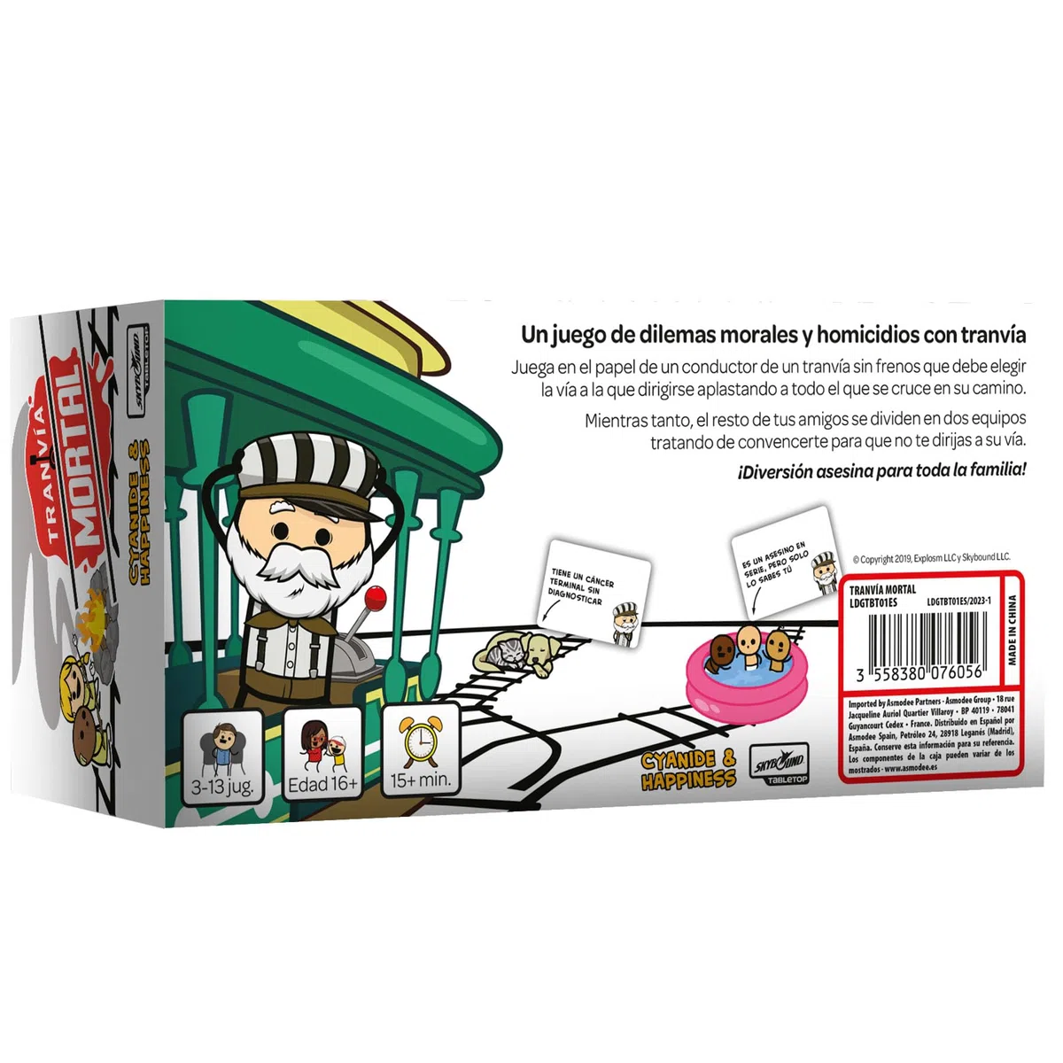 Asmodee Tranvía Mortal, Juego para Fiestas de Dilemas Morales para Adultos, Party Game, Humor Negro, A Partir de 16 Años, De 3 a 13 Jugadores, 15 Minutos por Partida, Español