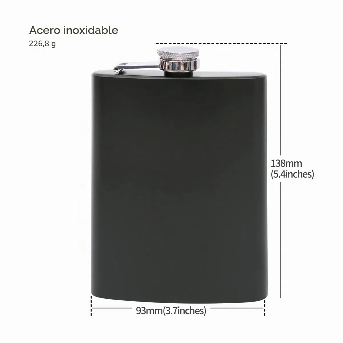2 Petacas de Acero Inoxidable con Embudo en un Set - 8oz. 227 ml - a Prueba de Óxido - en Negro y Verde Mate - Diseño Militar Noble - Para Aguardiente y Alcohol de Todo Tipo