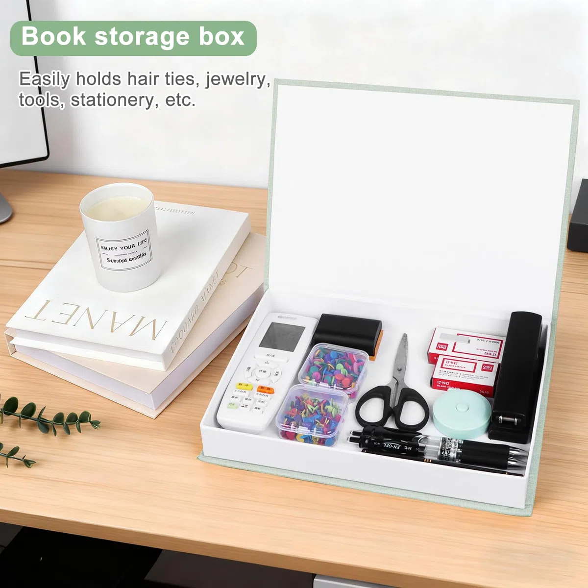 ENUTROF Libros Decorativos Moda Falsos 3 PCS Libro Decorativo Caja Libro Decoración con Cierre Magnético Apilables para Oficina Hogar Estanterías Mesa de Café Estantes (Verde)