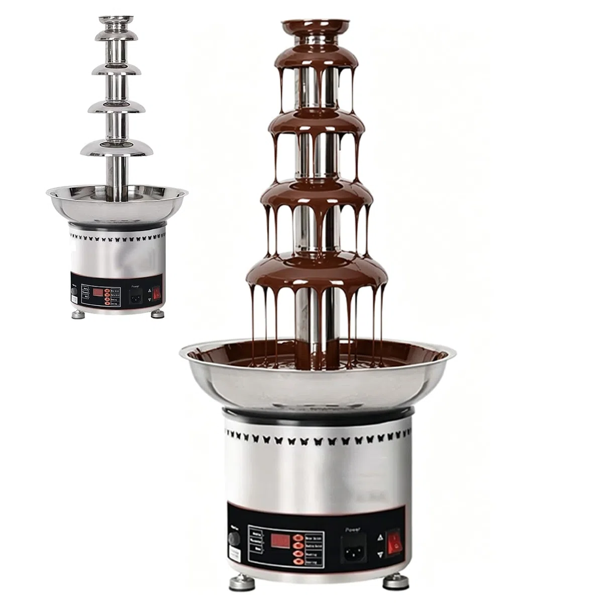 Máquina de fuente de chocolate, fuente de fusión eléctrica de 4/5/6 niveles con temperatura ajustable, cascada de fondue de acero inoxidable para fiestas, restaurantes y bodas