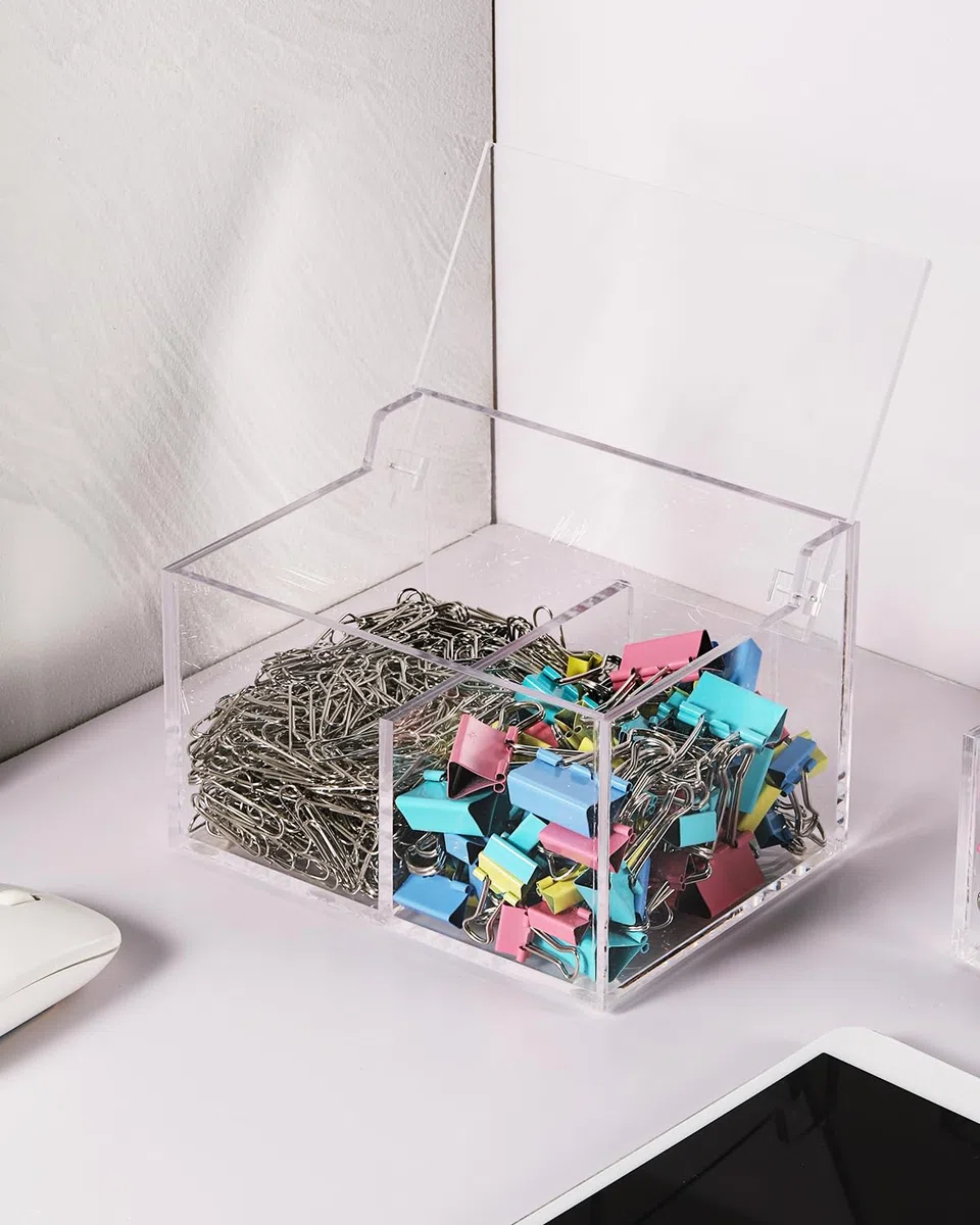 Organizador de bastoncillos, Caja de Acrílico de Bastoncillos de Algodón con Tapa, Caja Transparente de Hisopos de Algodón, Organizador Transparente para Almohadillas Desmaquillantes