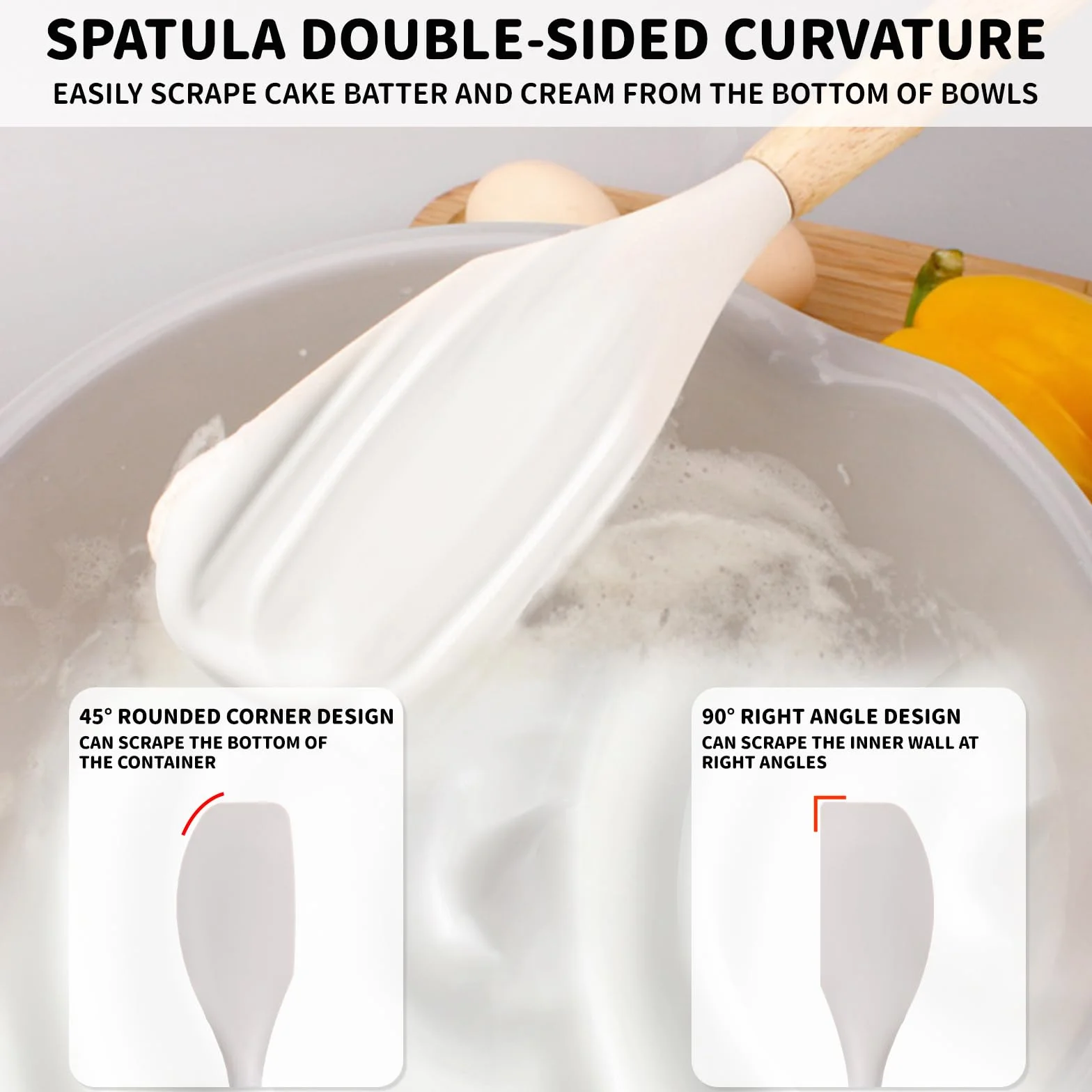 12 Piezas Juego de Utensilios de Cocina de Silicona, Fabricado en Silicona y Mangos de Madera, Resistente al Calor Antiadherente, Utensilios Cocina Apto para Todas Las Ollas y Sartenes