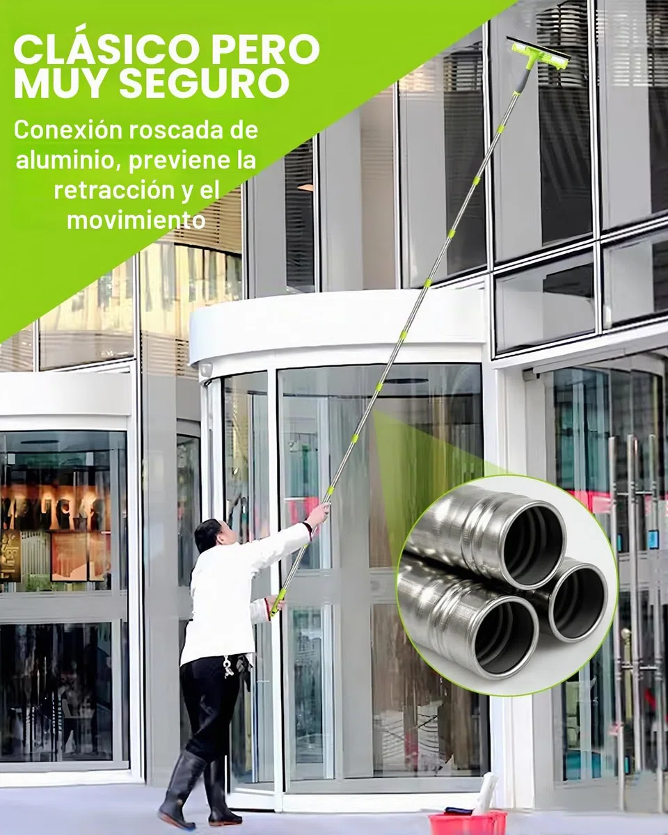 Secador de ventanas de 3,6 m, herramientas de limpieza de vidrio extensibles de 12 pies con escobilla de silicona y limpiador de microfibra, kit profesional de limpieza de ventanas para espejos de