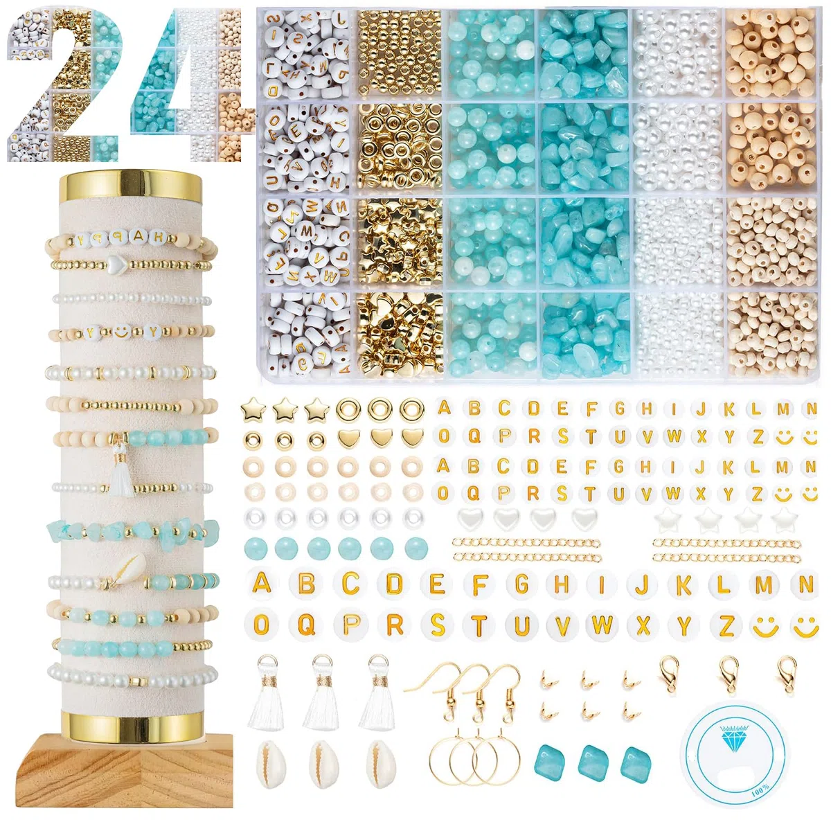 Abalorios Para Hacer Pulseras, 1500 Piezas Cuentas Para Pulseras, Kit Pulseras, Bolitas Para Hacer Pulseras, Abalorios Para NiñOs Y Adultos En Navidad, Fiestas, Recompensass (Azul)