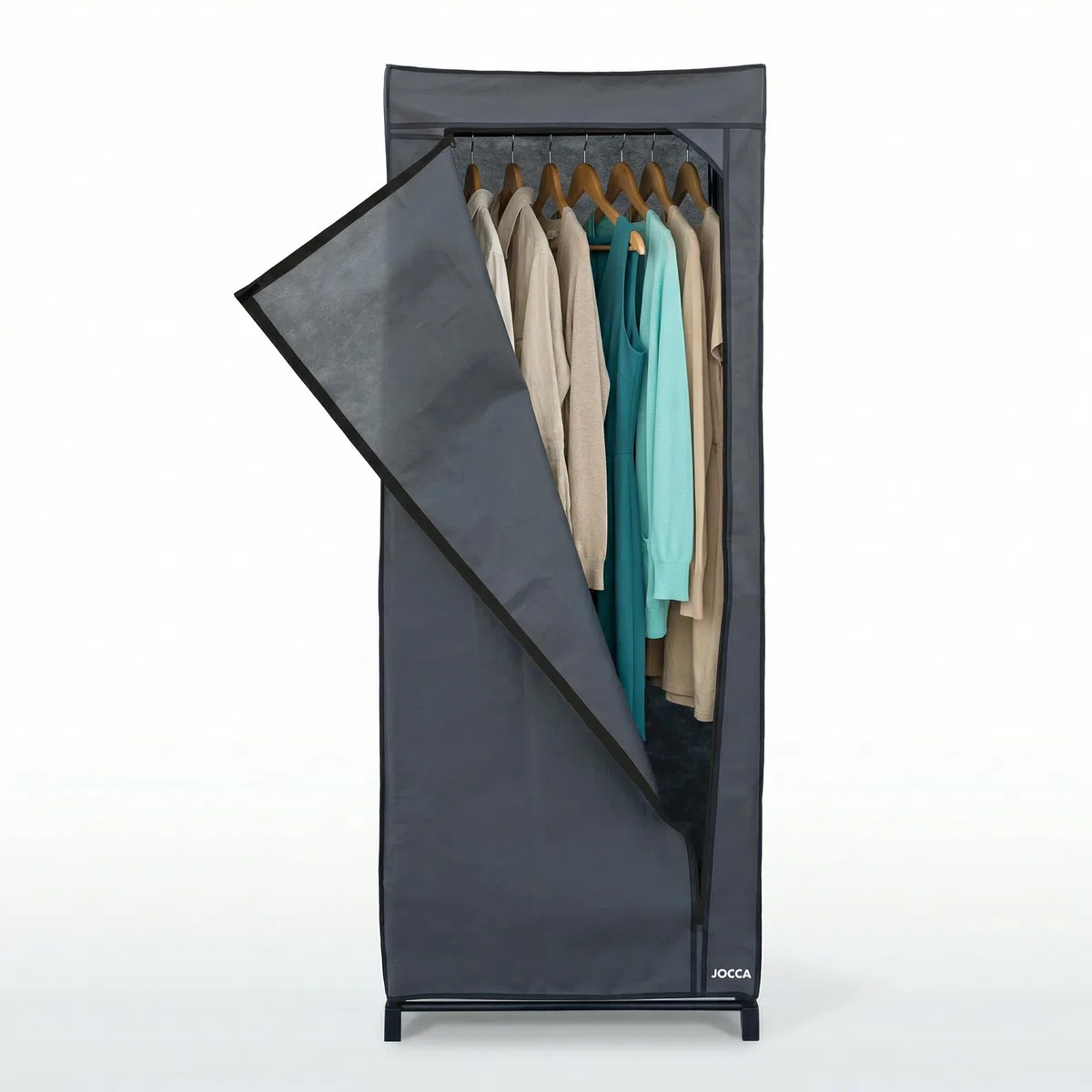 Jocca - Armario de Tela TNT Plegable con Barra de Hierro, Organizador Ropa, Estable y Ligero, Negro