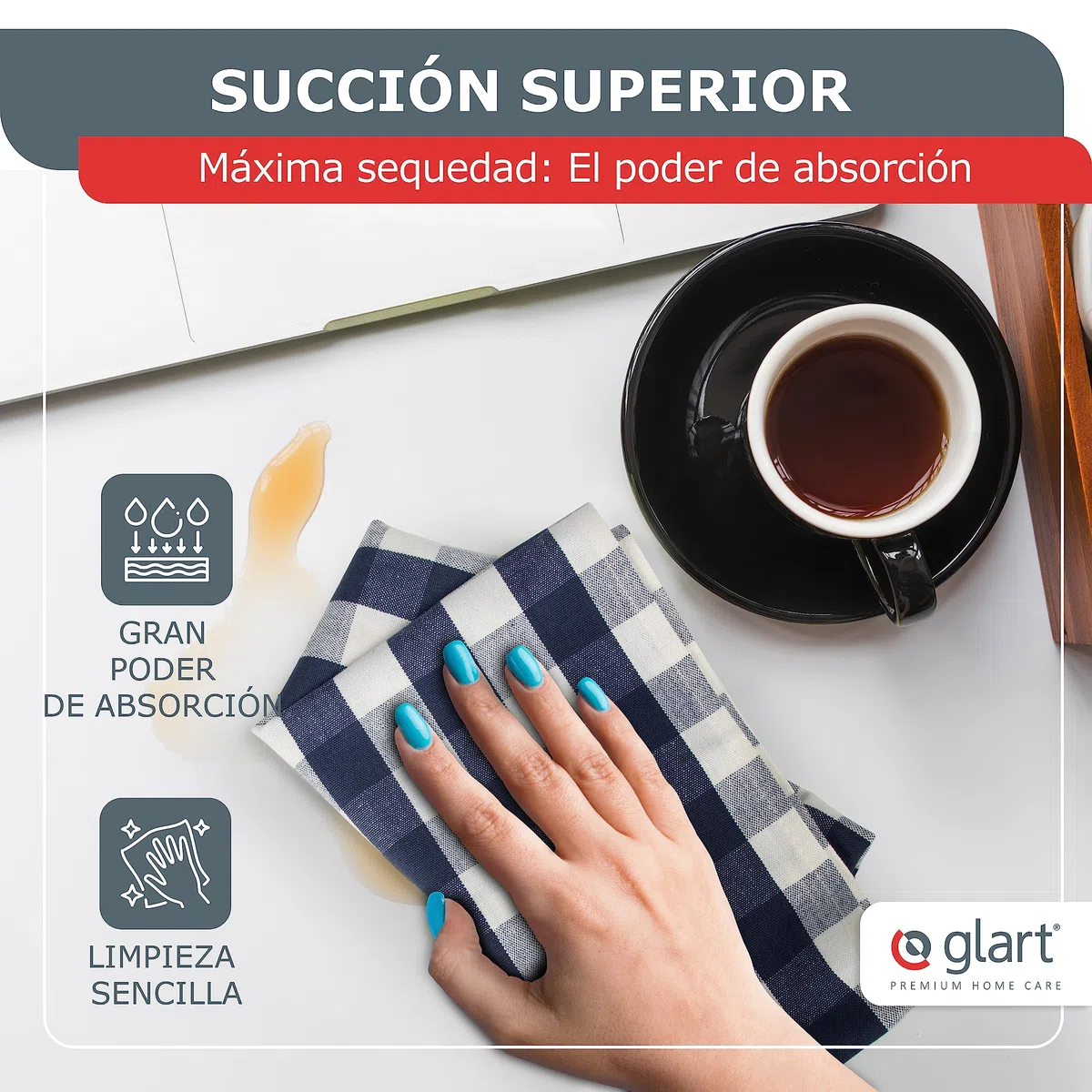 Glart 48GI2 Set de 10 paños de cocina, 50x70 cm, 100% algodón Oeko-TEX Standard 100, gris, sin pelusa, prelavado, paños para cocina y lavado.