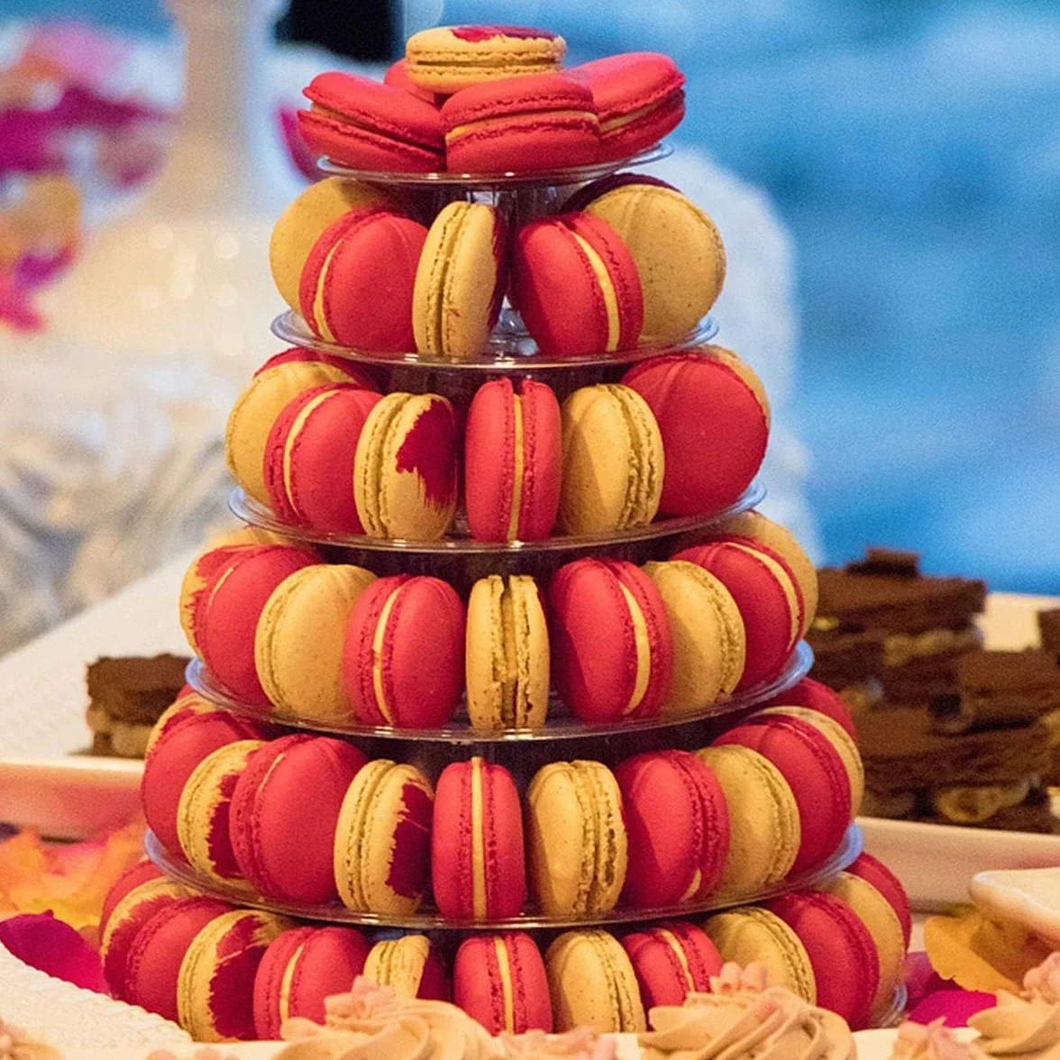 Soporte de Torre de Macarón Redondo 6 Niveles Presentador de Macarons Plastico Soporte de Pastel Transparente Soporte para Magdalenas para Bodas,cumpleaños,Fiestas,postres,repostería y meriendas