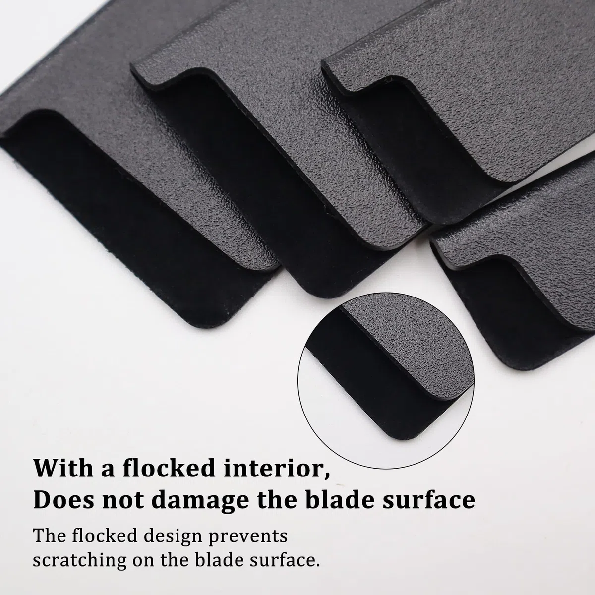 Funda Protectora para Cuchillos ABS con Fieltro Interior, 8 Piezas, Universal, 6 Tamaños, Negro