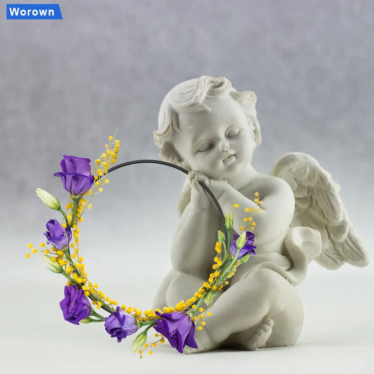 Worown 6 aros de corona floral de 30 cm, anillos de metal negro para hacer coronas de boda y manualidades colgantes de pared