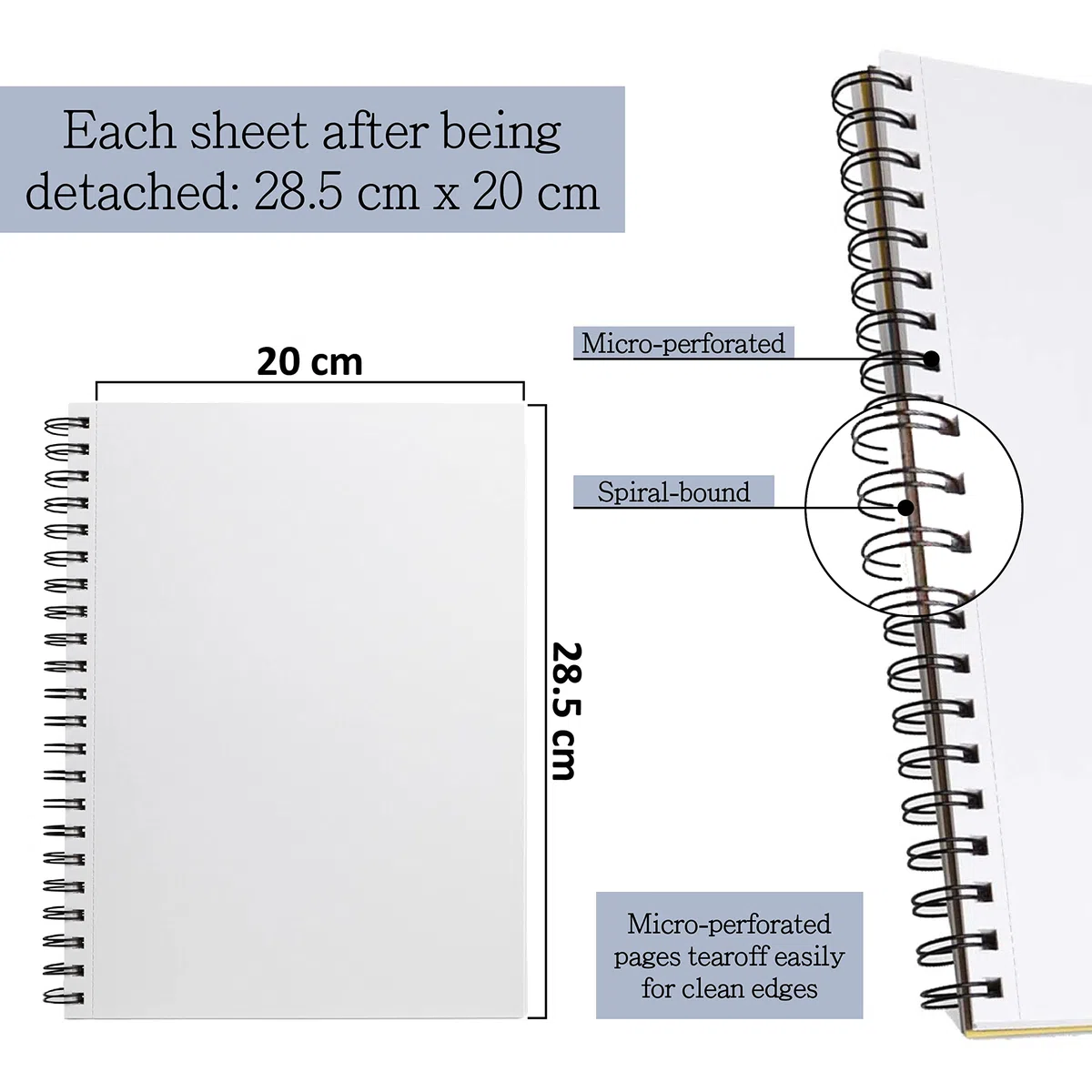 Elan cuaderno de bocetos de acuarela A4, 15 hojas/30 páginas de 280 g/m², papel de acuarela 100% algodón, encuadernado en espiral