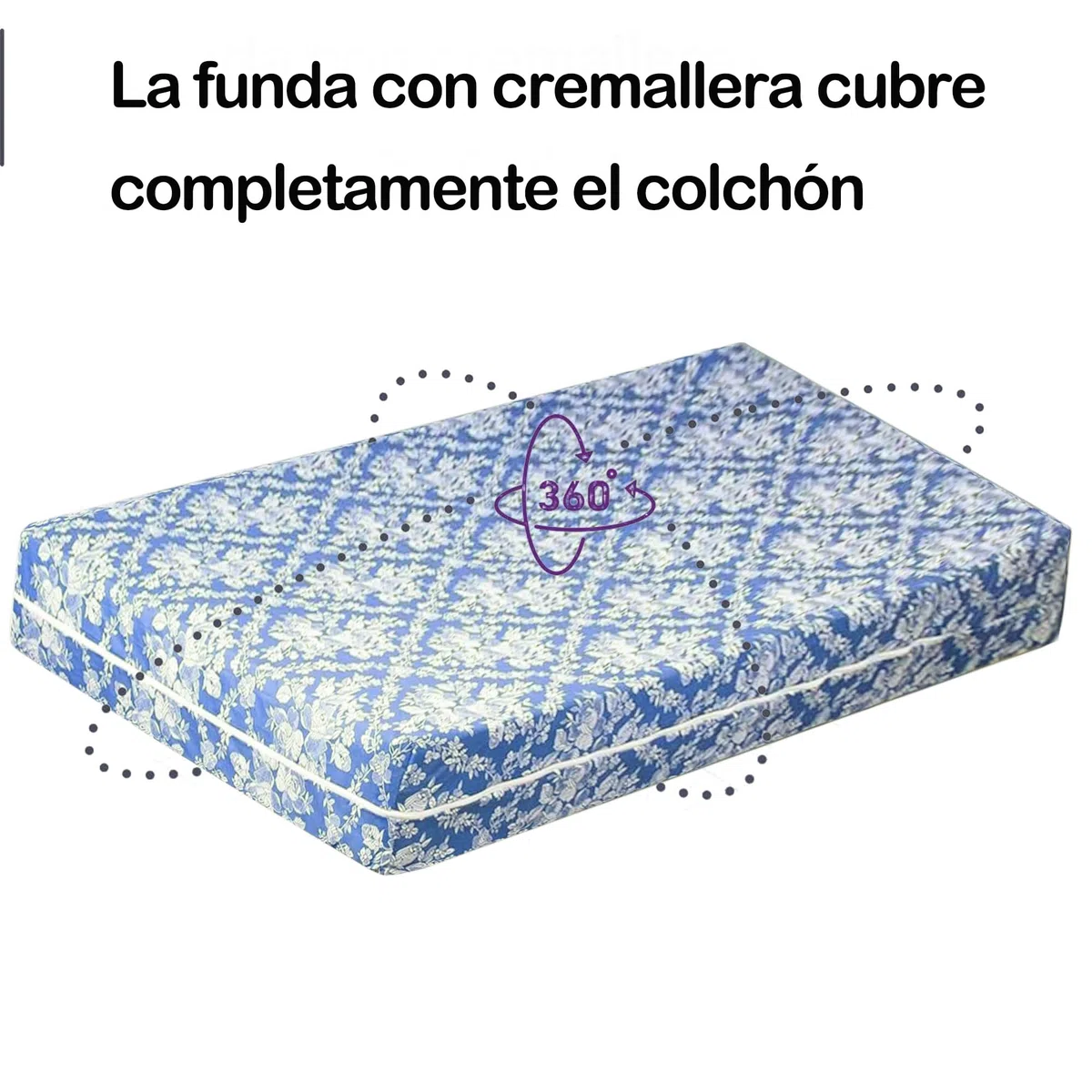 Funda de colchón con Cierre de Cremallera .Cubre Colchón de Cama 150 X 190 cm + 25 cm,Fácil de Colocar,Resistente al Agua, Suave y Agradable 100% Poliéster. Floreado