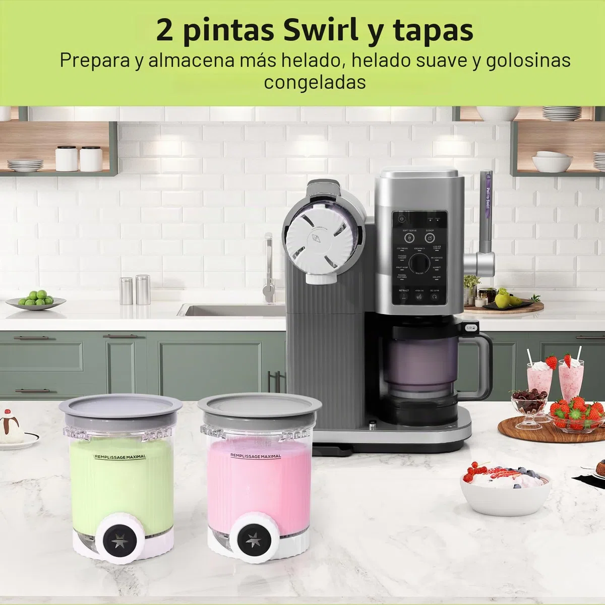 GoMaihe Recipientes compatibles con Ninja Swirl: Creami, paquete de 2 pintas y tapas para Ninja NC700 y NC701, accesorio para hacer helado y servir suave, sin BPA, apto para lavavajillas