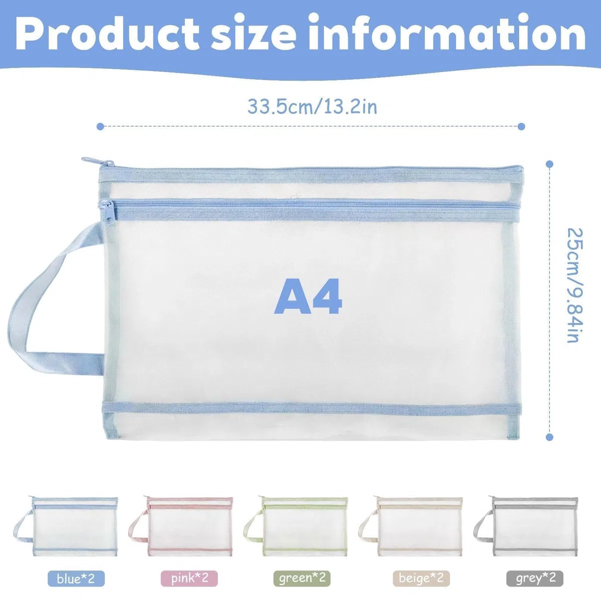 10 Piezas Bolsas de Almacenamiento para Juguetes,Bolsas Organizadoras A4 de Malla Transpirable, Doble Capa con Cremallera y Asa, para Almacenamiento de Juguetes, Documentos.