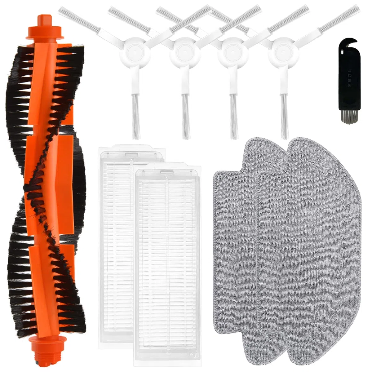 Accesorios Repuestos compatibles para Xiaomi Robot Vacuum Mop 2S / Mop P/Mop Pro / S12 / T12 B106GL, 1 Cepillo Central, 4 cepillos Giratorio, 2 filtros hepa, 2 paños de fregado
