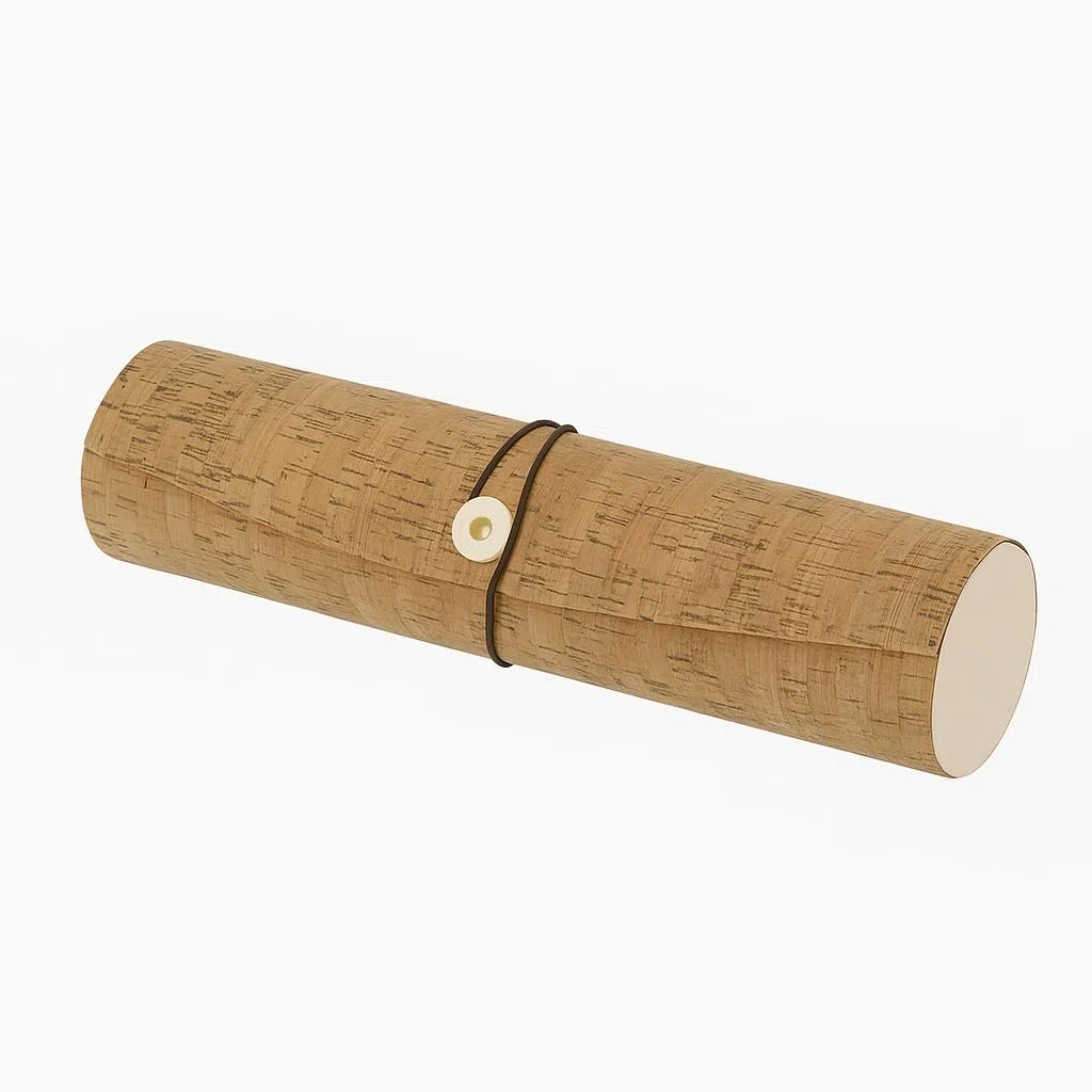 Estuche Botella Vino Corcho Natural 34x8 cm | Interior de Madera, Tubo Protector Reutilizable, Con Correa, Porta Botella Elegante, Para Regalo y Transporte Seguro