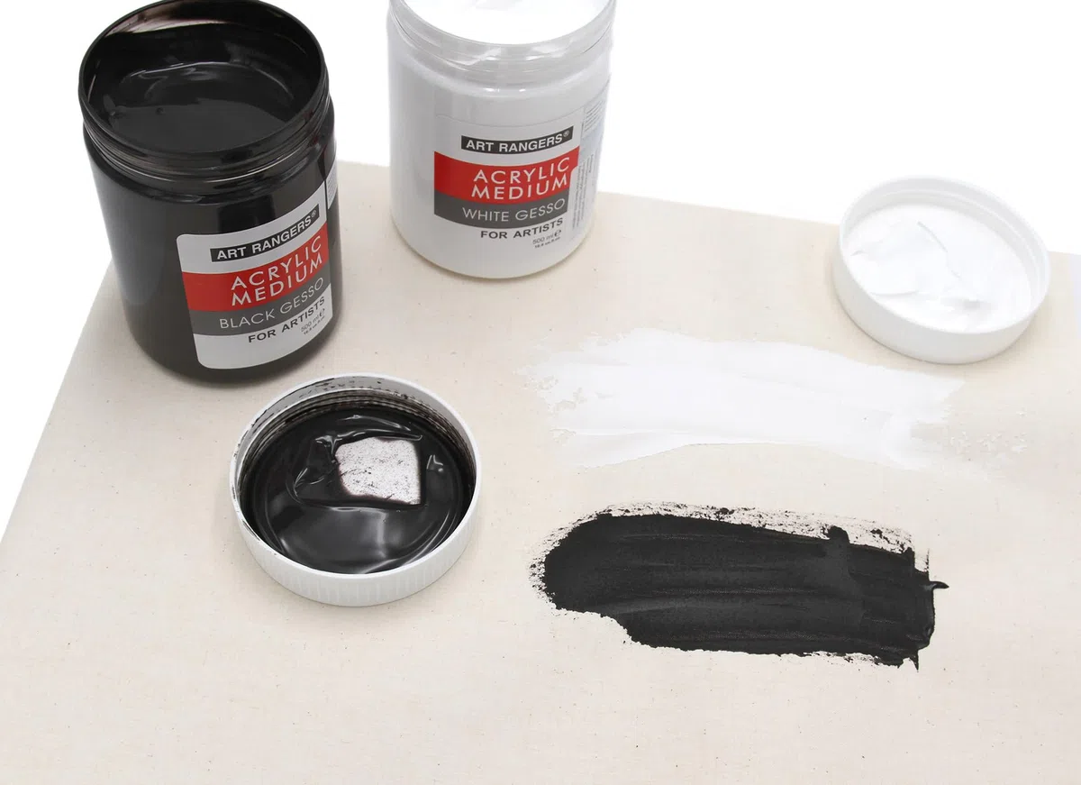Paintersisters® Acrílico Gesso Negro 500 ml – Imprimación para pinturas acrílicas, pinturas al óleo + pinturas alquídicas, imprimación para lienzo, paño de pintura para pintar